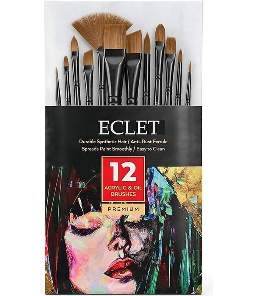 Eclet Craft Painting Brushes Set of 12 Professional Round Pointed Tip Nylon Hair Artist Acrylic Paint Brush for Acrylic/Watercolor/Oil Painting.03 - Stationery | Buy online on ZillyBuy