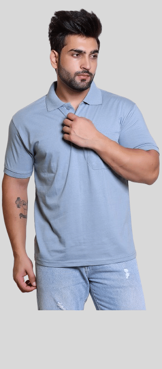     			Japroz Pack of 1 Cotton Regular Fit Solid Half Sleeves Men's Polo T Shirt ( Light Blue )