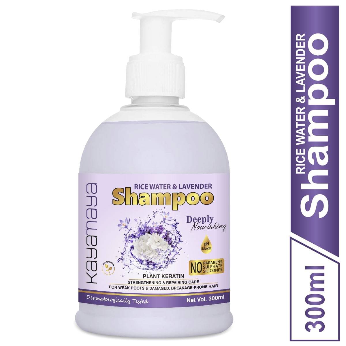    			Rice Water Shampoo with Rice Water, Rice Keratin & Lavender Oil for Weak Roots & Damaged Hair