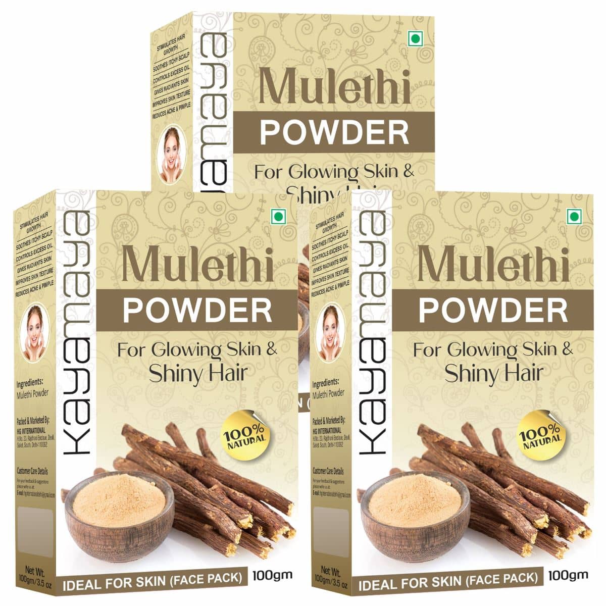 Natural Organic Mulethi Powder Glycyrrhiza Powder for Skin and Hair Care