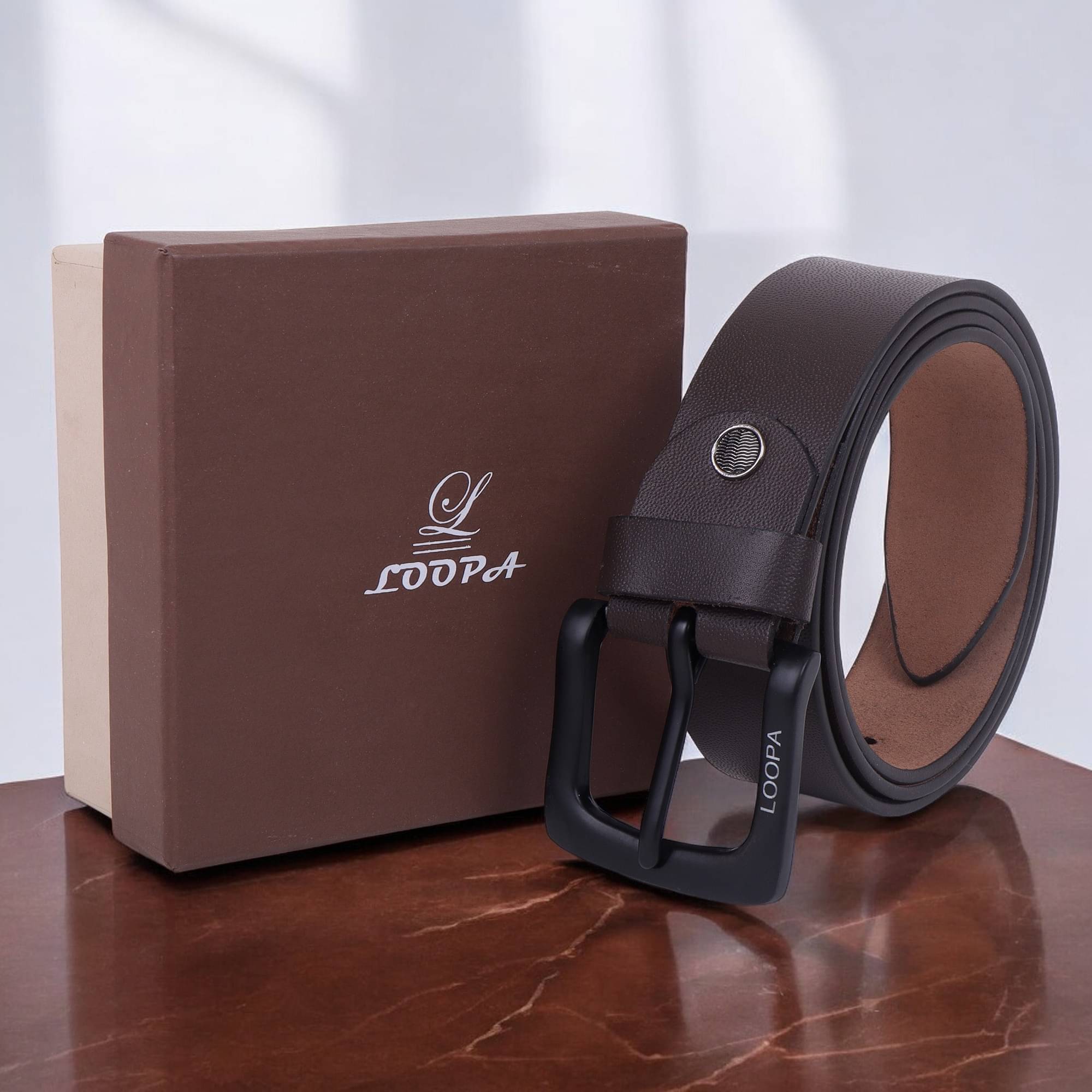 Loopa - Brown 100% Leather Men's Formal Belt ( Pack of 1 ) Loopa - Brown 100% Leather Men's Formal Belt ( Pack of 1 )