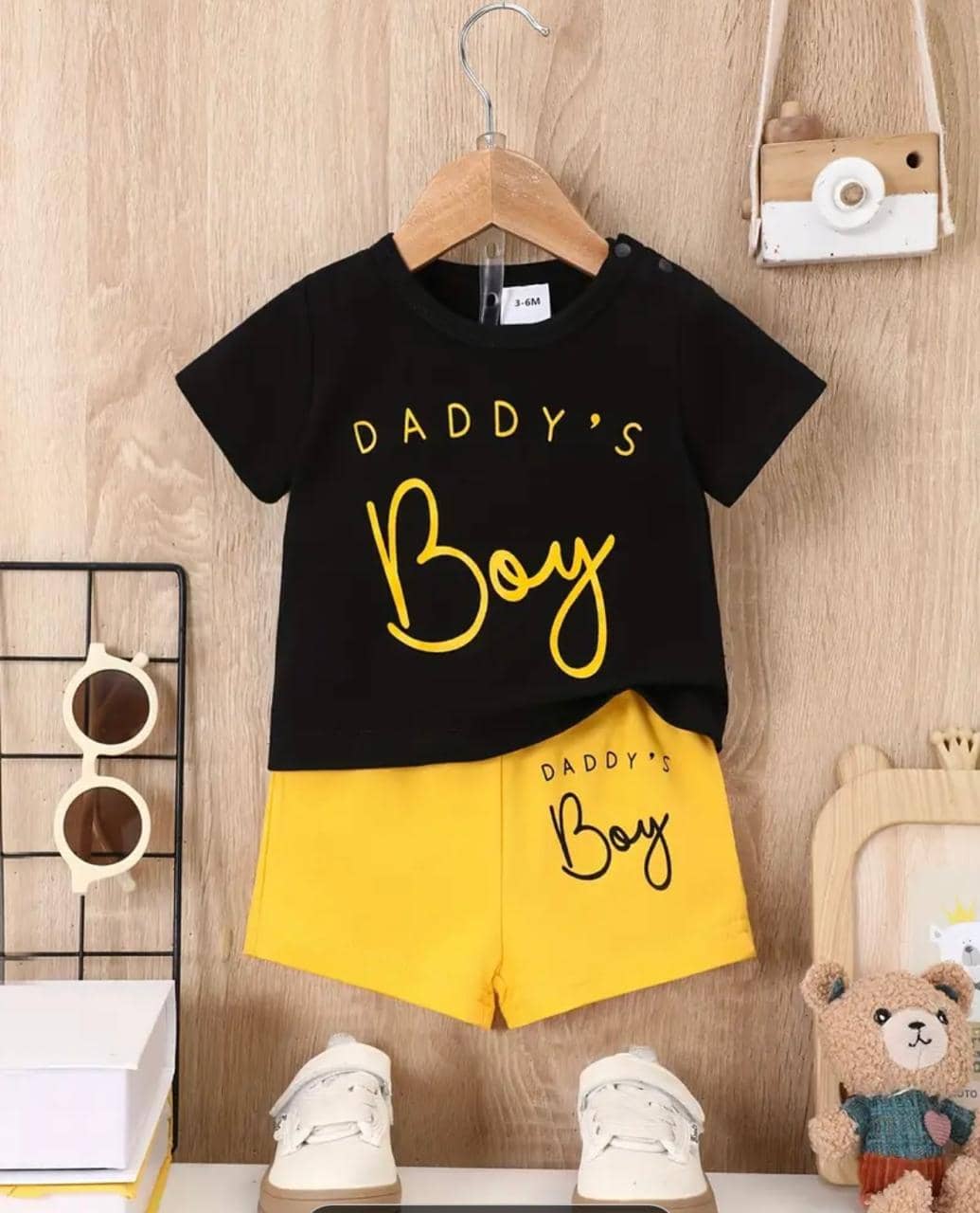 MUSNAH GARMENTS Pack of 1 Boys Cotton T-Shirt & Shorts Set ( Black )