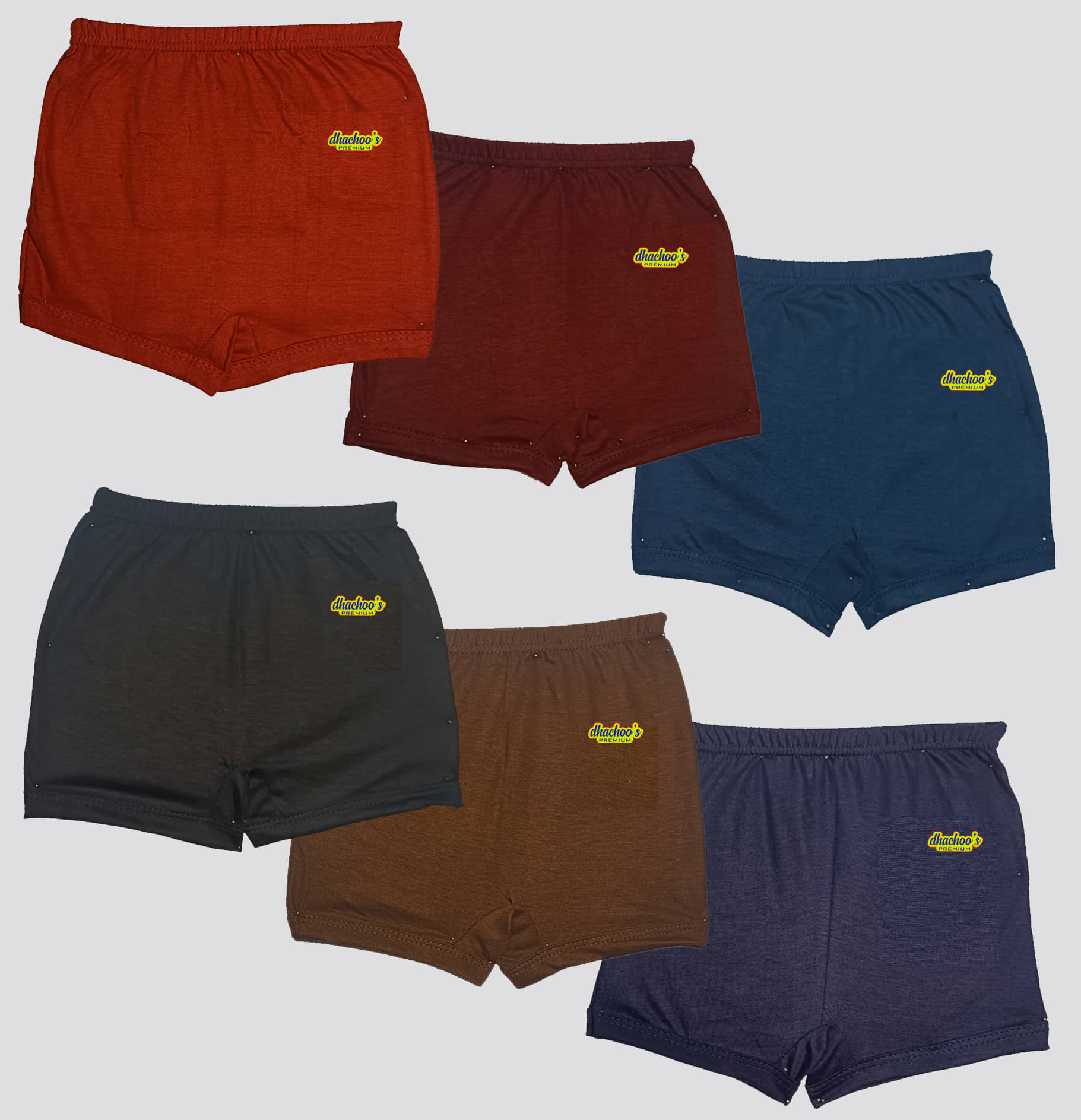 dhachoo's premium Pack of 6 Boys Cotton Trunks ( Multicolor ) - Nightwear & Loungewear | Buy online on ZillyBuy