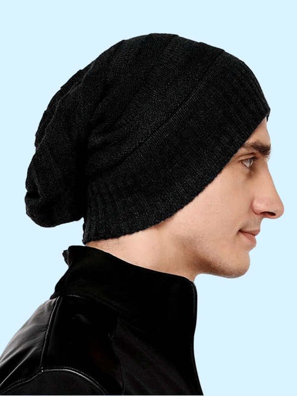 Paryag Black Woollen Men's Cap ( Pack of 1 )