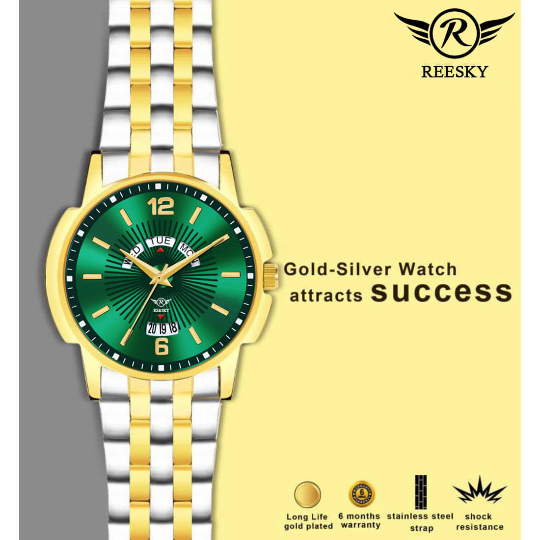 REESKY Gold Stainless Steel Analog Men's Watch