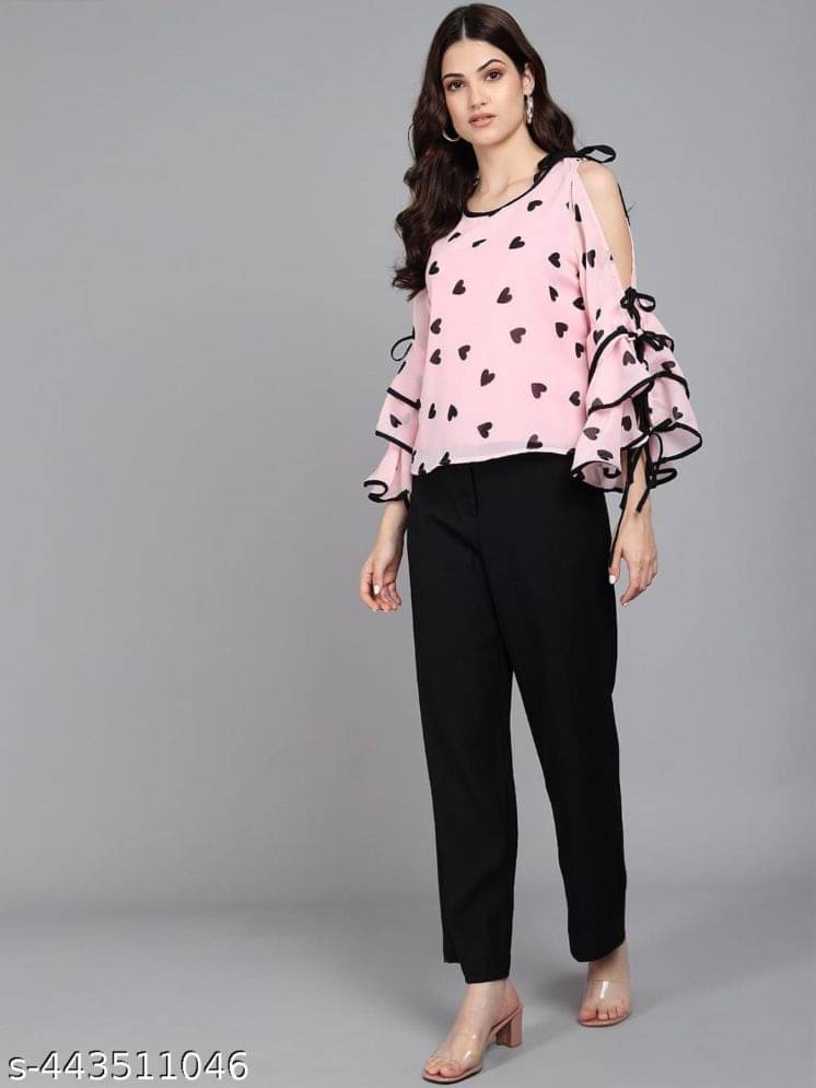 Raabta Fashion Women's Georgette Regular Top ( Pink )     			Raabta Fashion Women's Georgette Regular Top ( Pink )