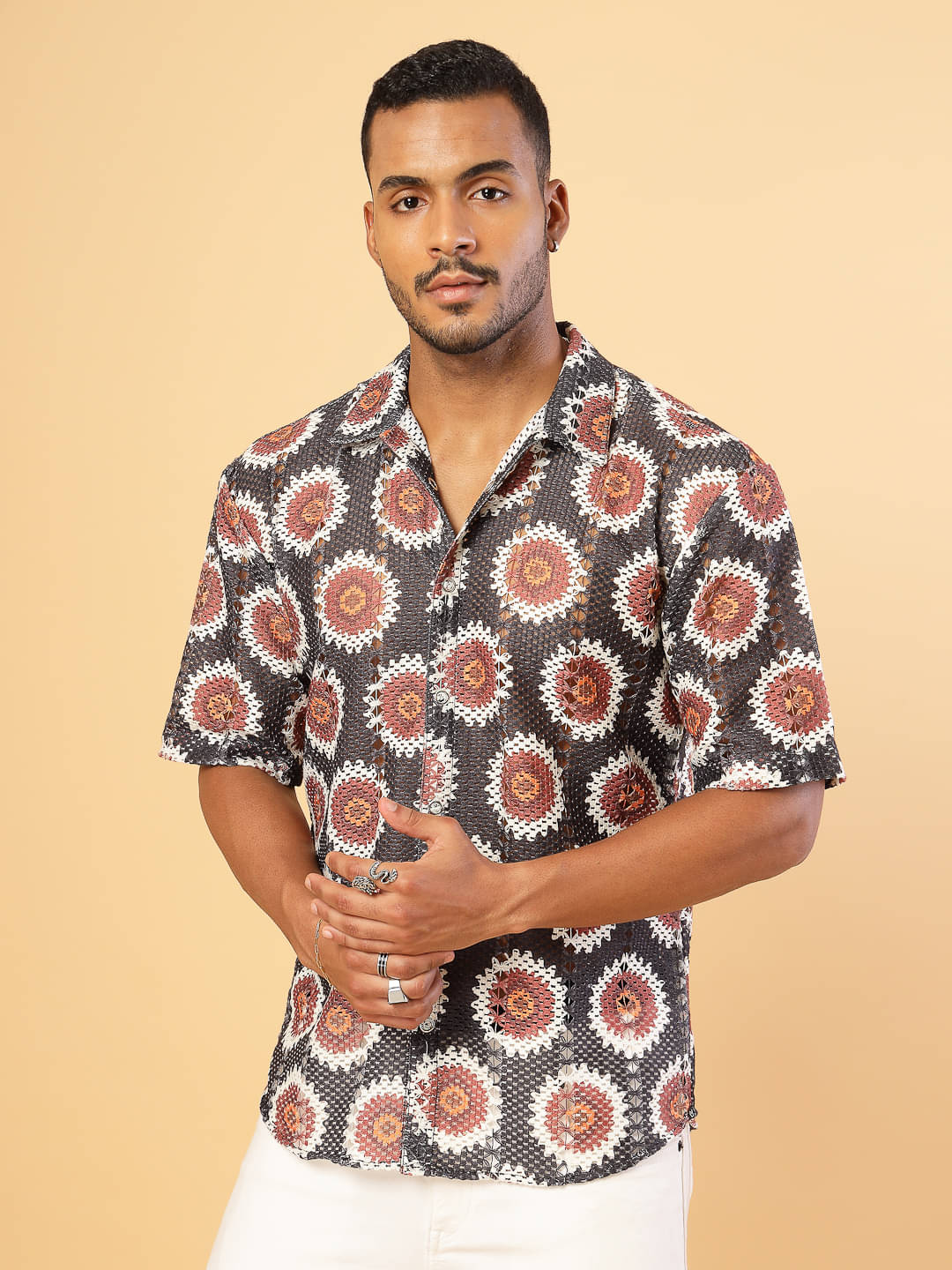 Rigo Cotton Blend Regular Fit Printed Half Sleeves Men's Casual Shirt - Rust ( Pack of 1 ) Rigo Cotton Blend Regular Fit Printed Half Sleeves Men's Casual Shirt - Rust ( Pack of 1 )
