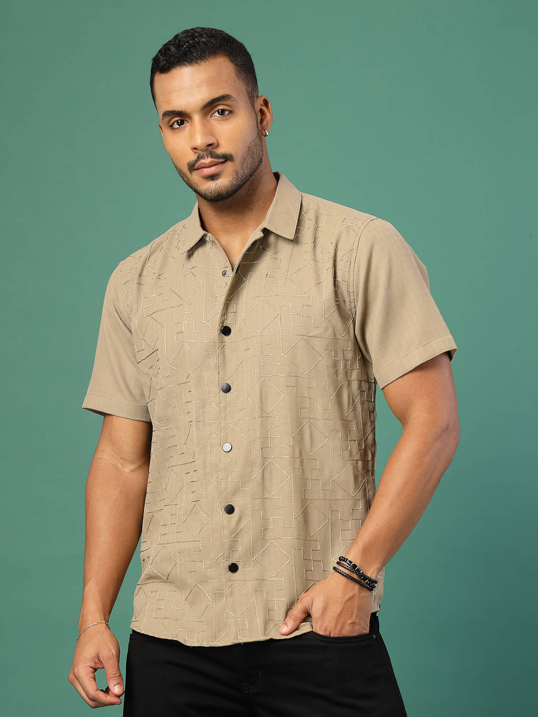 Rigo Linen Regular Fit Embroidered Half Sleeves Men's Casual Shirt - Beige ( Pack of 1 ) Rigo Linen Regular Fit Embroidered Half Sleeves Men's Casual Shirt - Beige ( Pack of 1 )