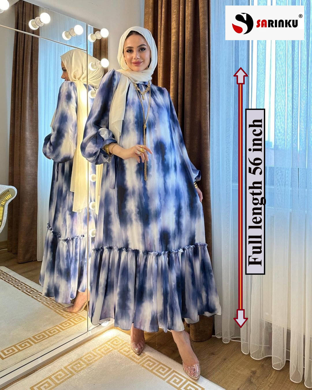     			SARINKU Blue Georgette Stitched Burqas without Hijab - Single
