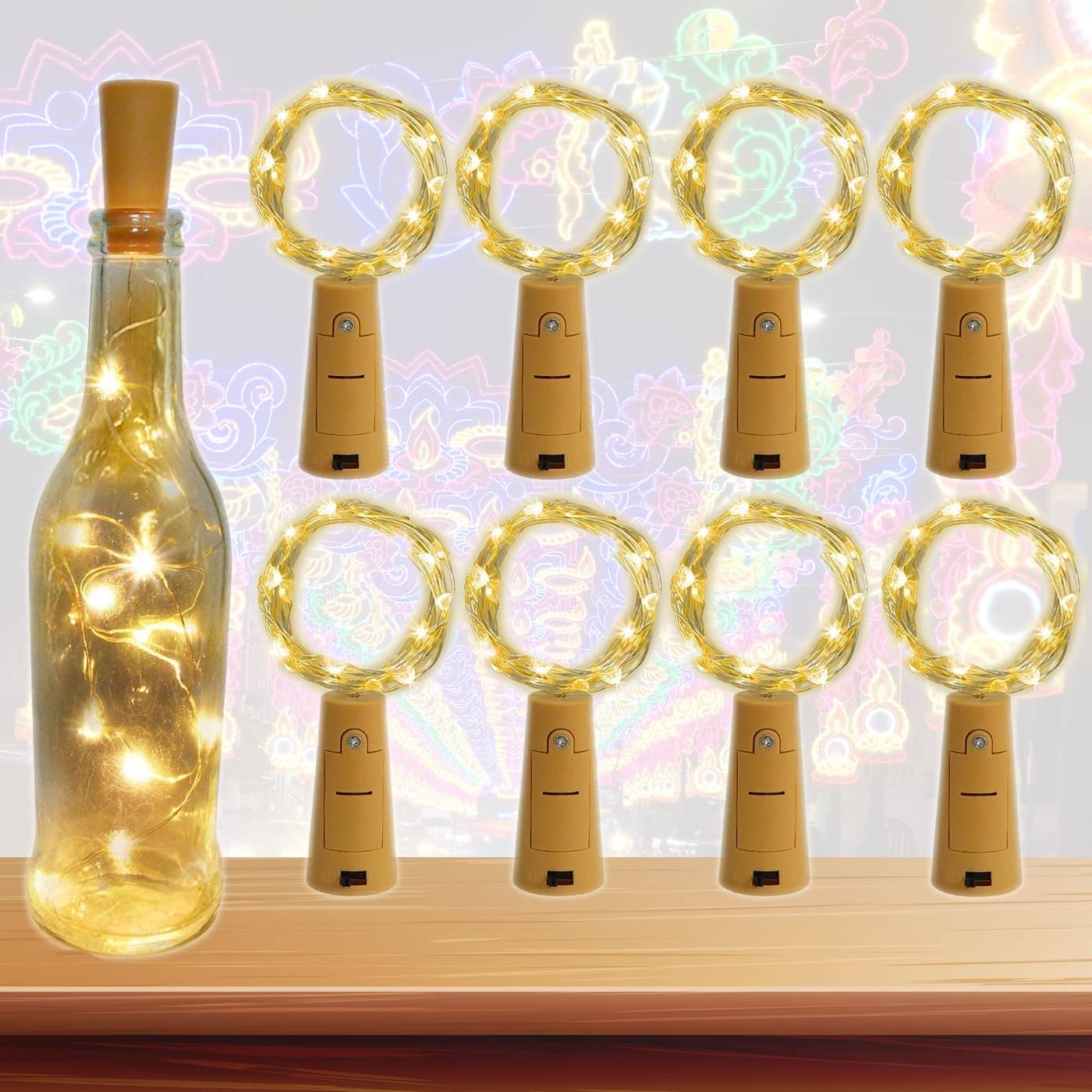     			SPARKWORLD Gold 3M Cork light ( Pack of 8 )
