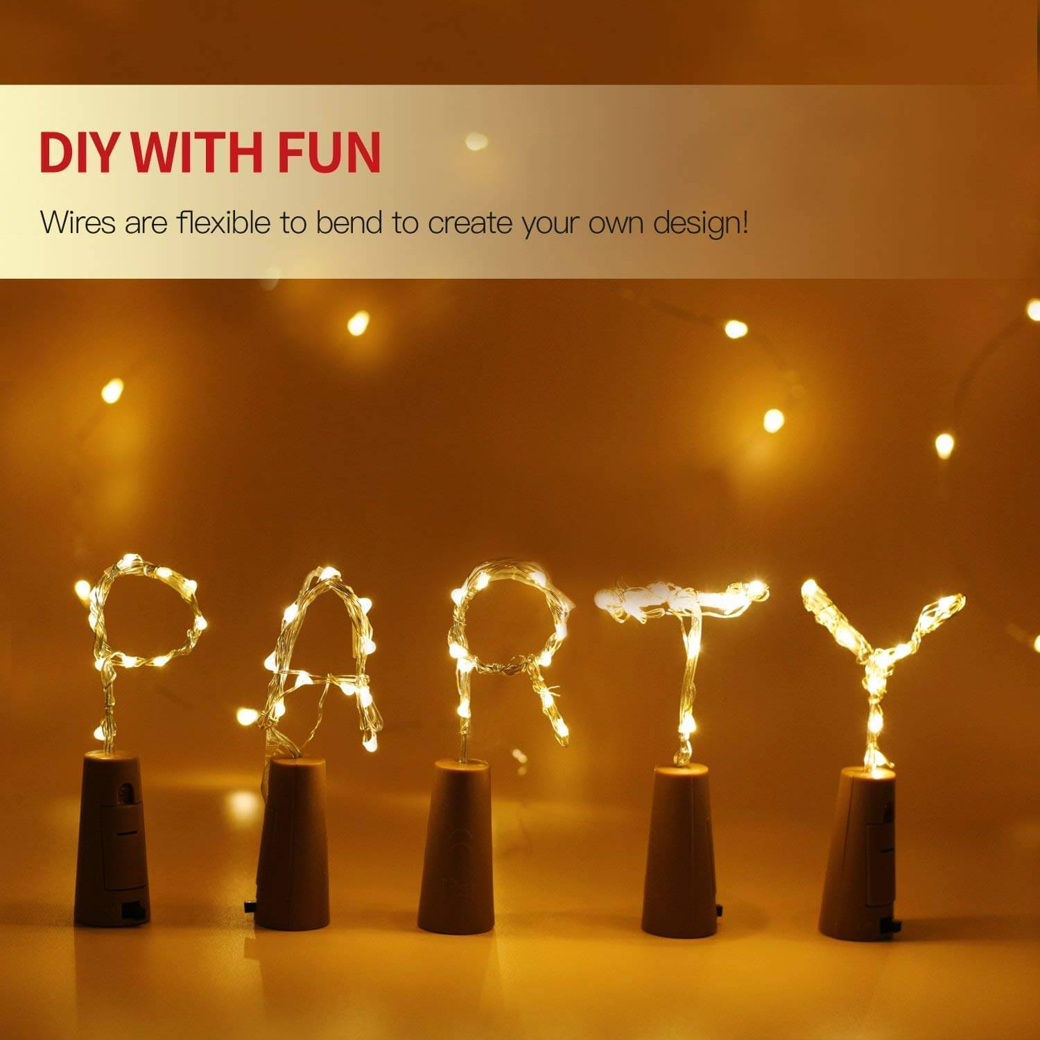     			SPARKWORLD Yellow 3M Cork light ( Pack of 5 )
