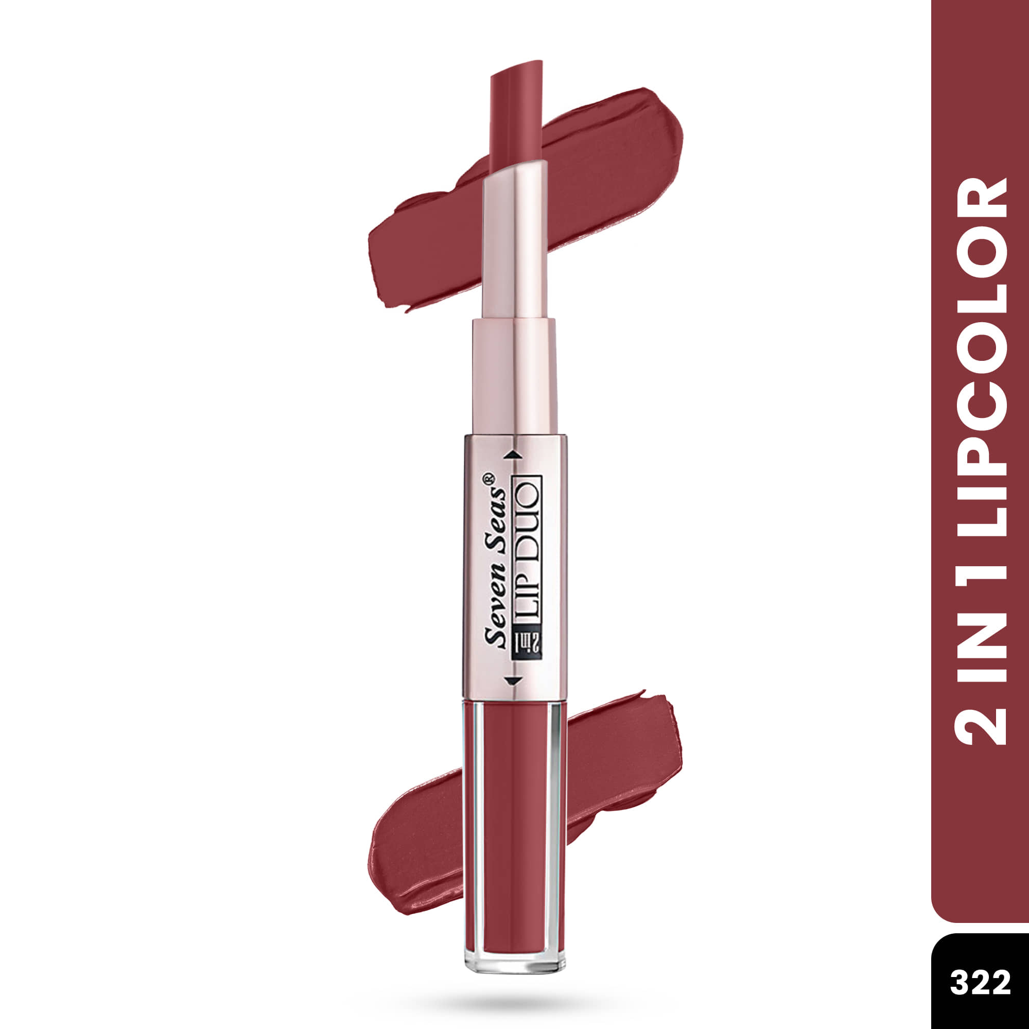 Seven Seas 2in1 Full Coverage Comfortable Lipstick + Liquid Lipstick (Medium Carmine)