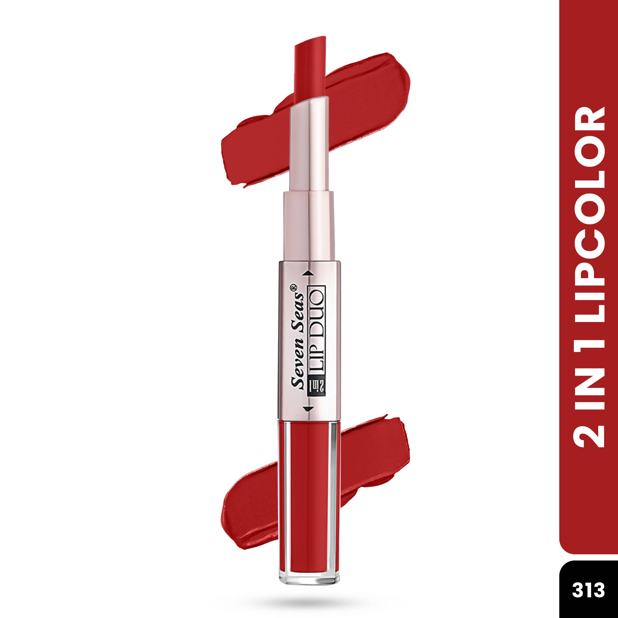 Seven Seas 2in1 Full Coverage Comfortable Lipstick + Liquid Lipstick (Medium Carmine)
