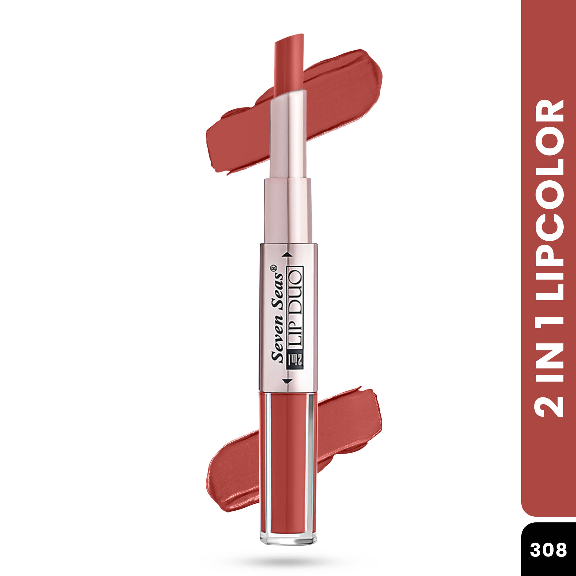 Seven Seas 2in1 Full Coverage Comfortable Lipstick + Liquid Lipstick (Medium Carmine)