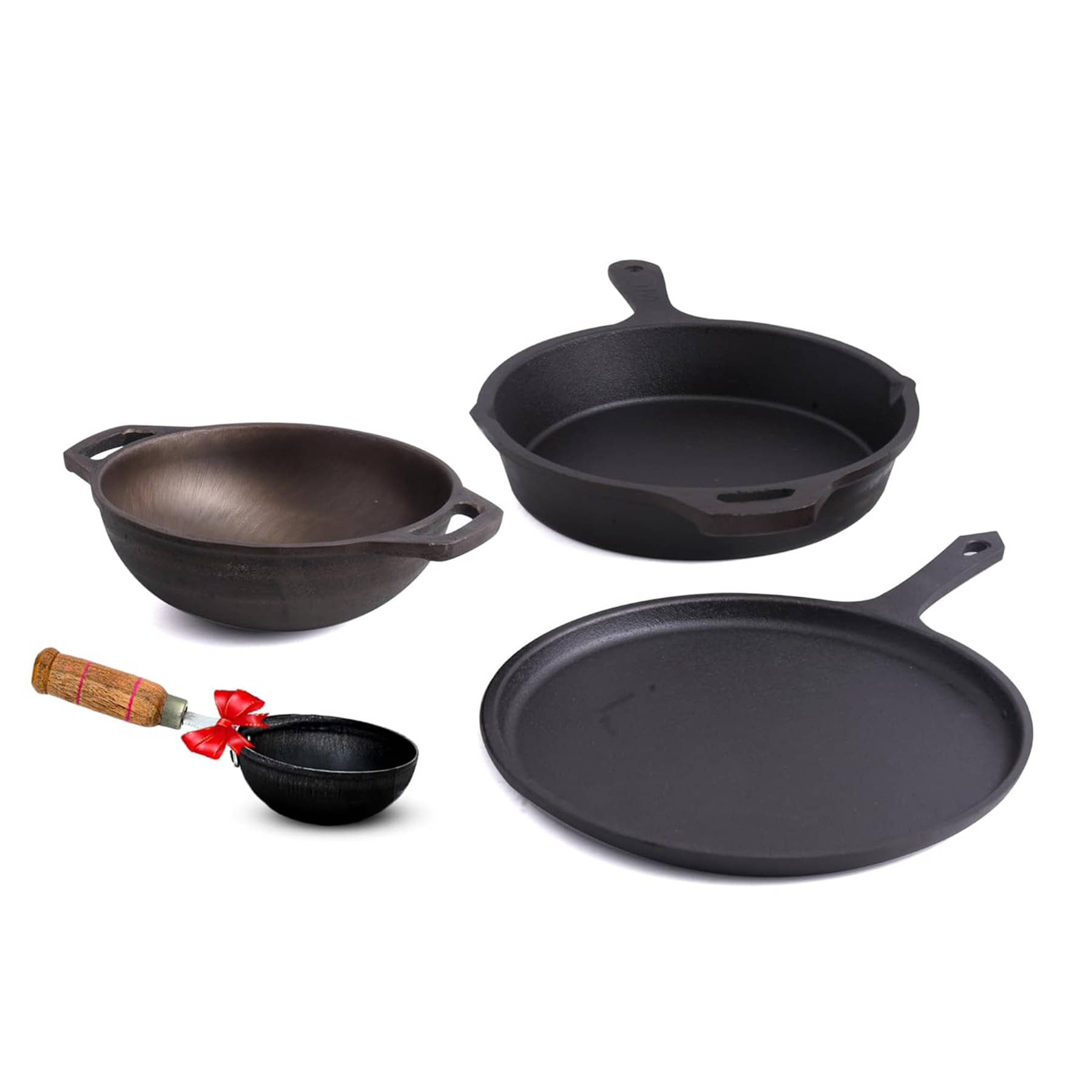     			The Indus Valley Cookware set Black Cast Iron Cookware Sets ( Set of 3 )