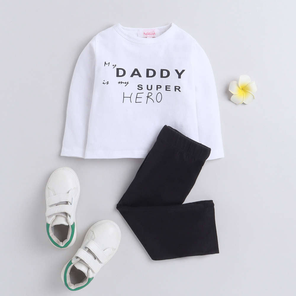 VELION Pack of 1 Girls Cotton Blend Sweatshirt With Dungarees ( Black & White )