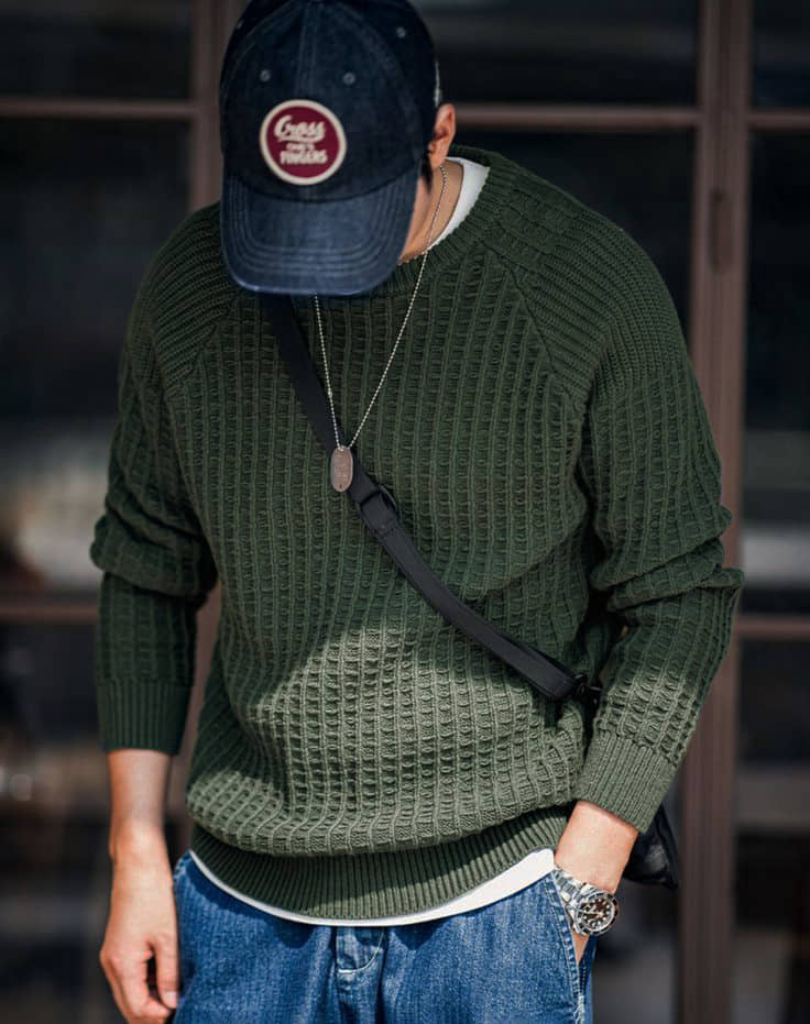 CAT BUNNY Woollen Blend Round Neck Men's Full Sleeves Pullover Sweater - Blue ( Pack of 1 )