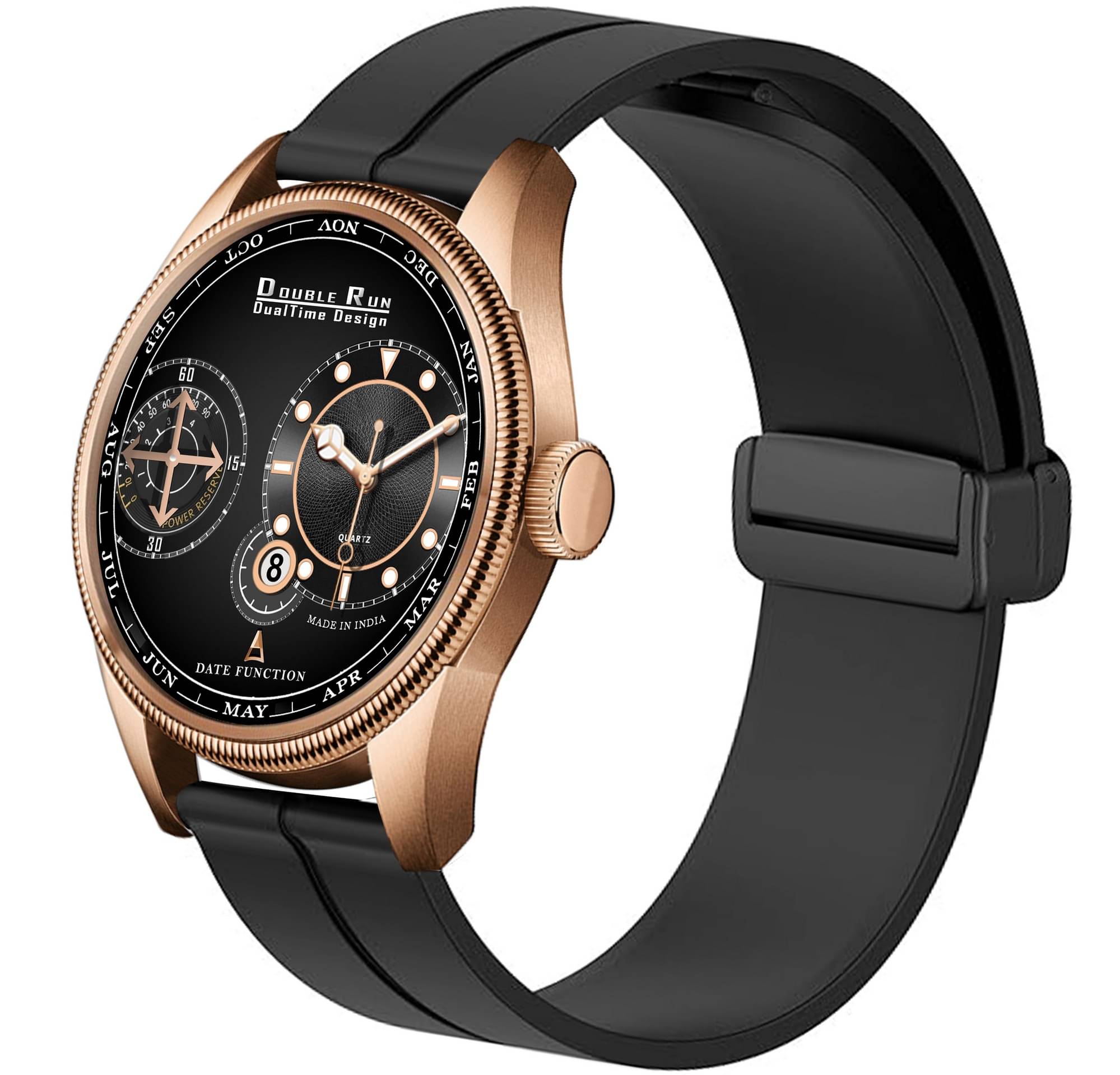     			DoubleRun Black Silicon Chronograph Men's Watch