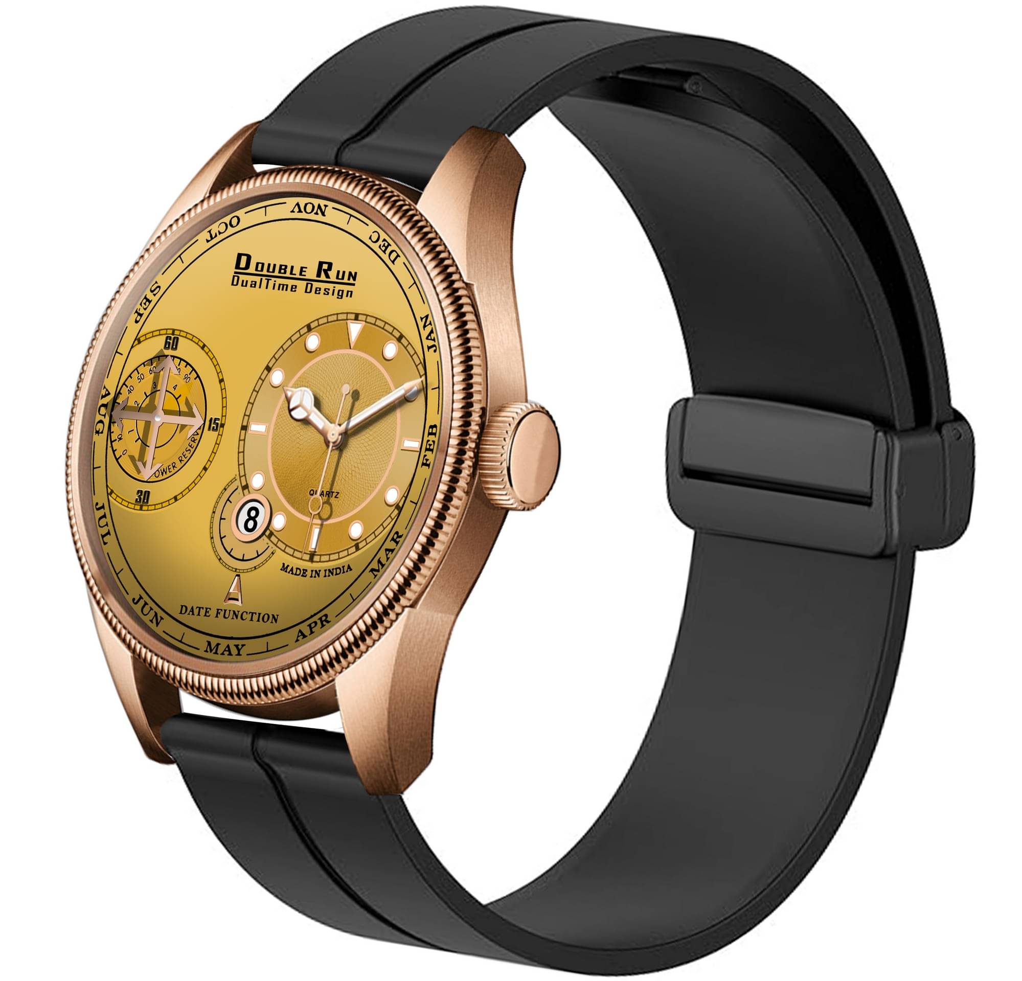     			DoubleRun Black Silicon Chronograph Men's Watch