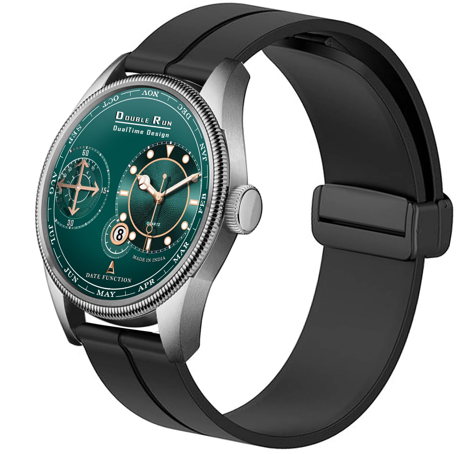     			DoubleRun Black Silicon Chronograph Men's Watch
