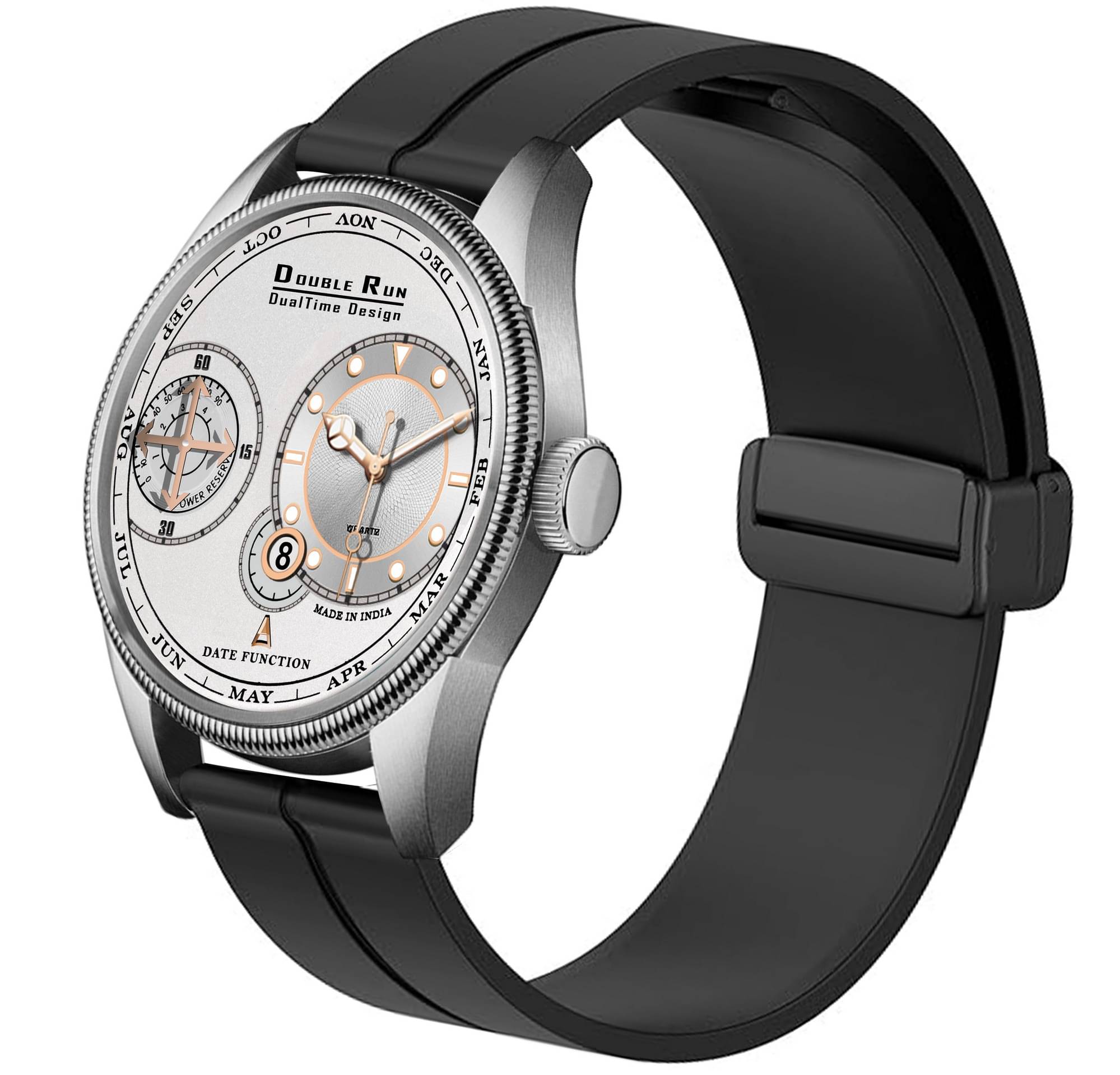     			DoubleRun Black Silicon Chronograph Men's Watch