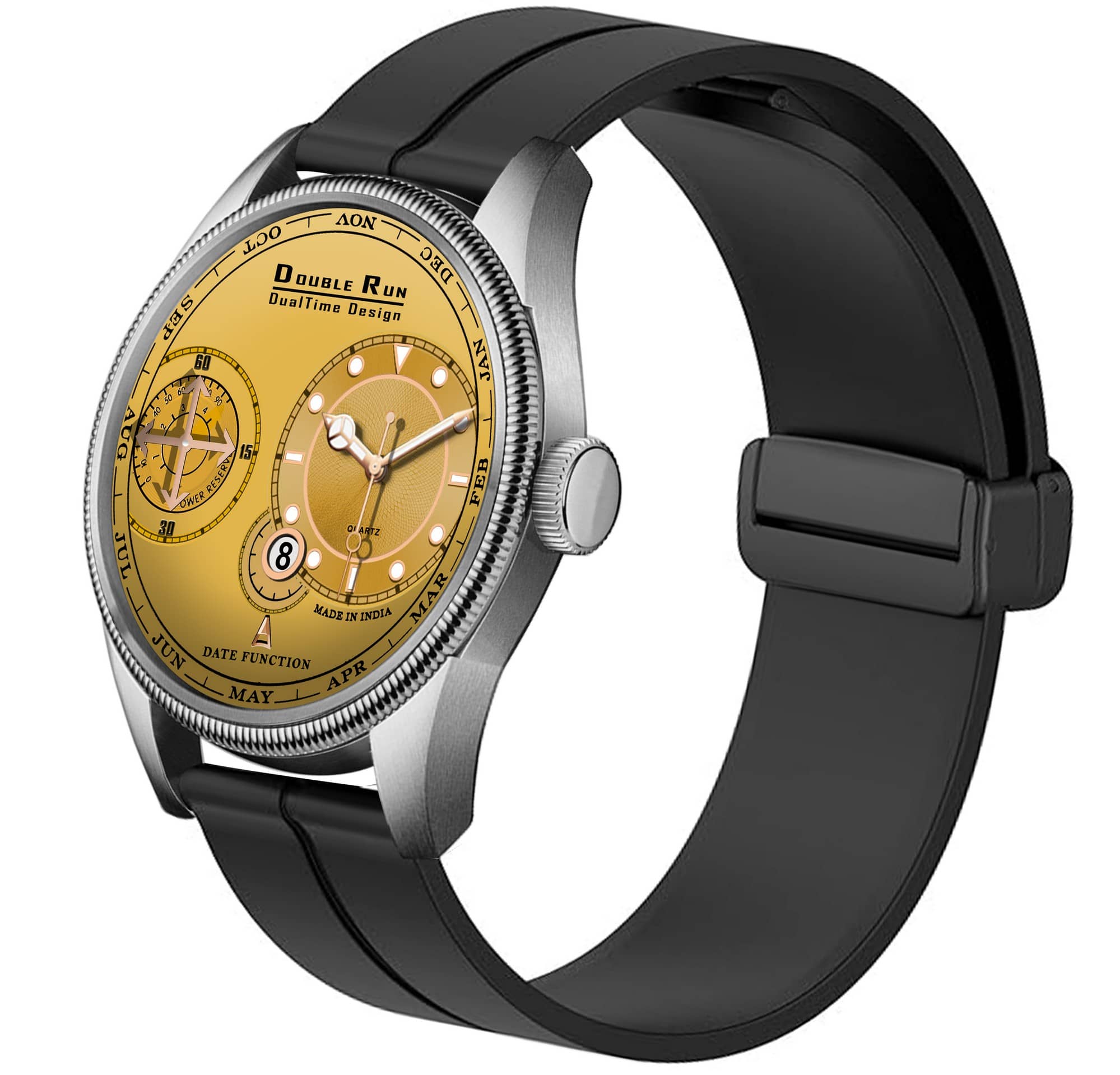 DoubleRun Black Silicon Chronograph Men's Watch