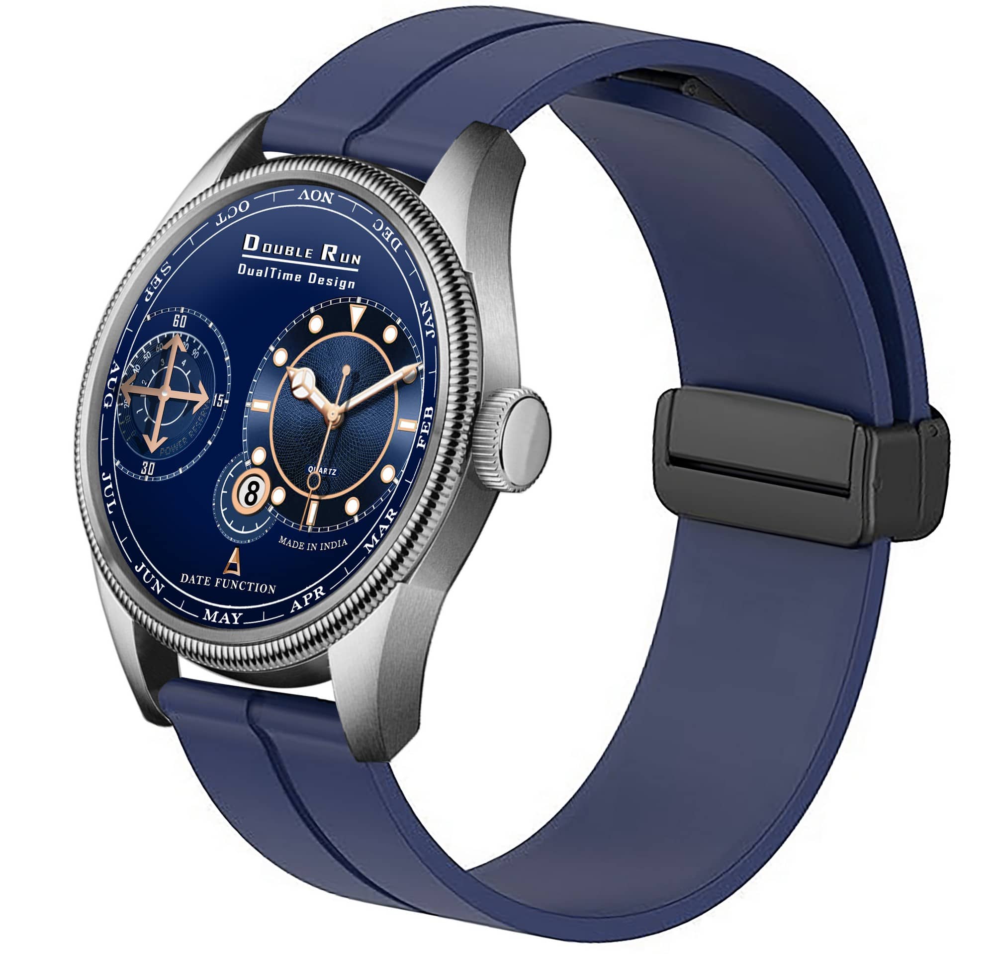 DoubleRun Blue Silicon Chronograph Men's Watch