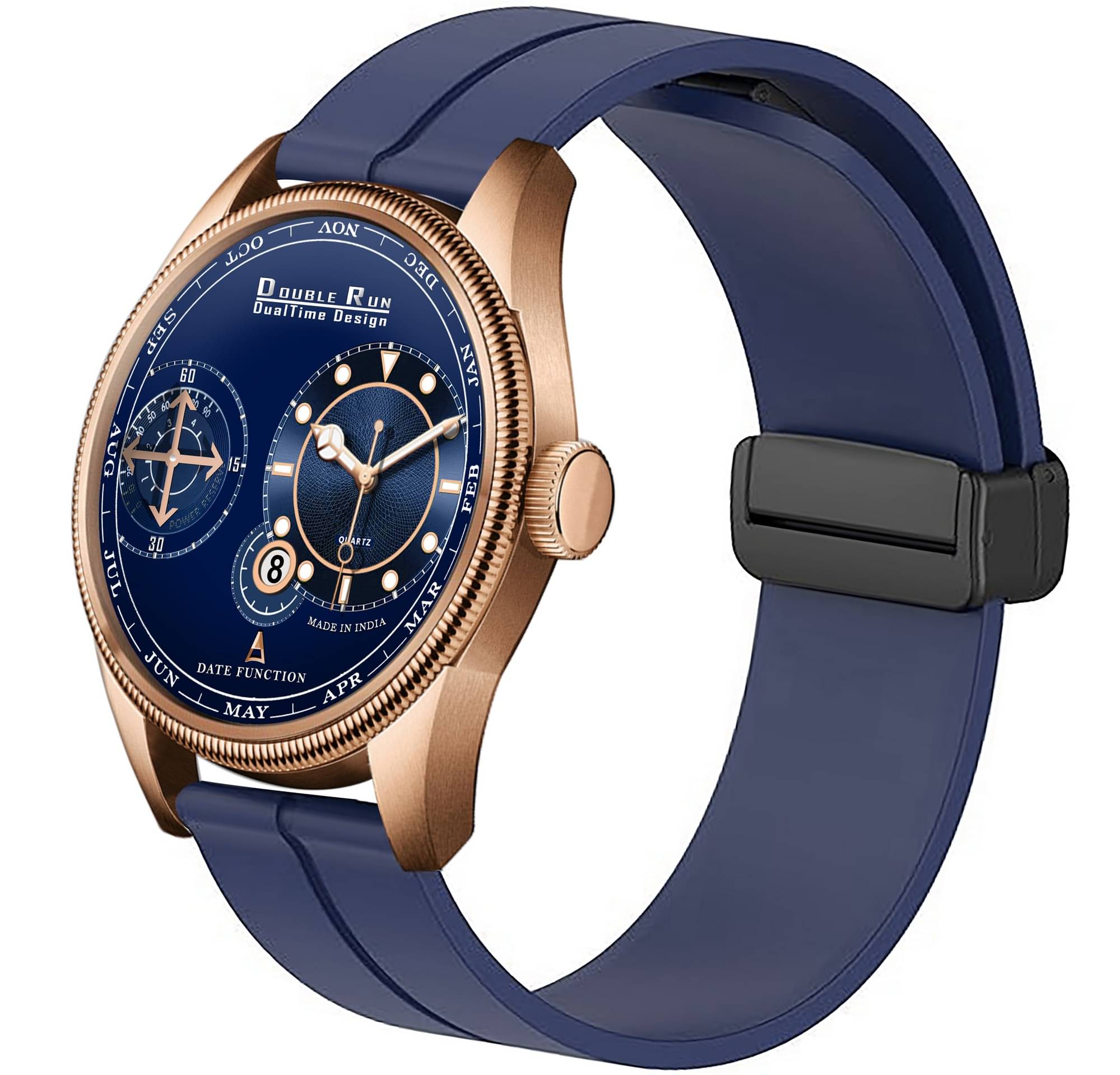     			DoubleRun Blue Silicon Chronograph Men's Watch
