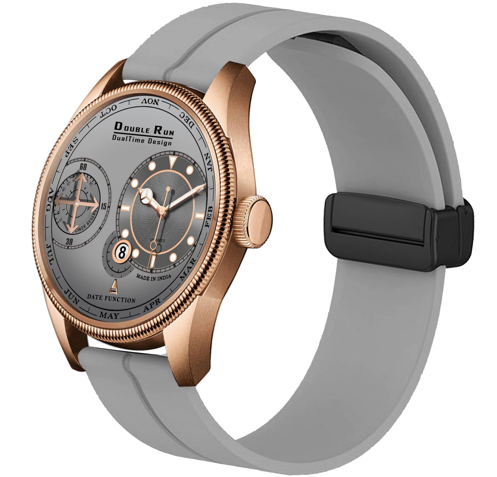     			DoubleRun Light Grey Silicon Chronograph Men's Watch