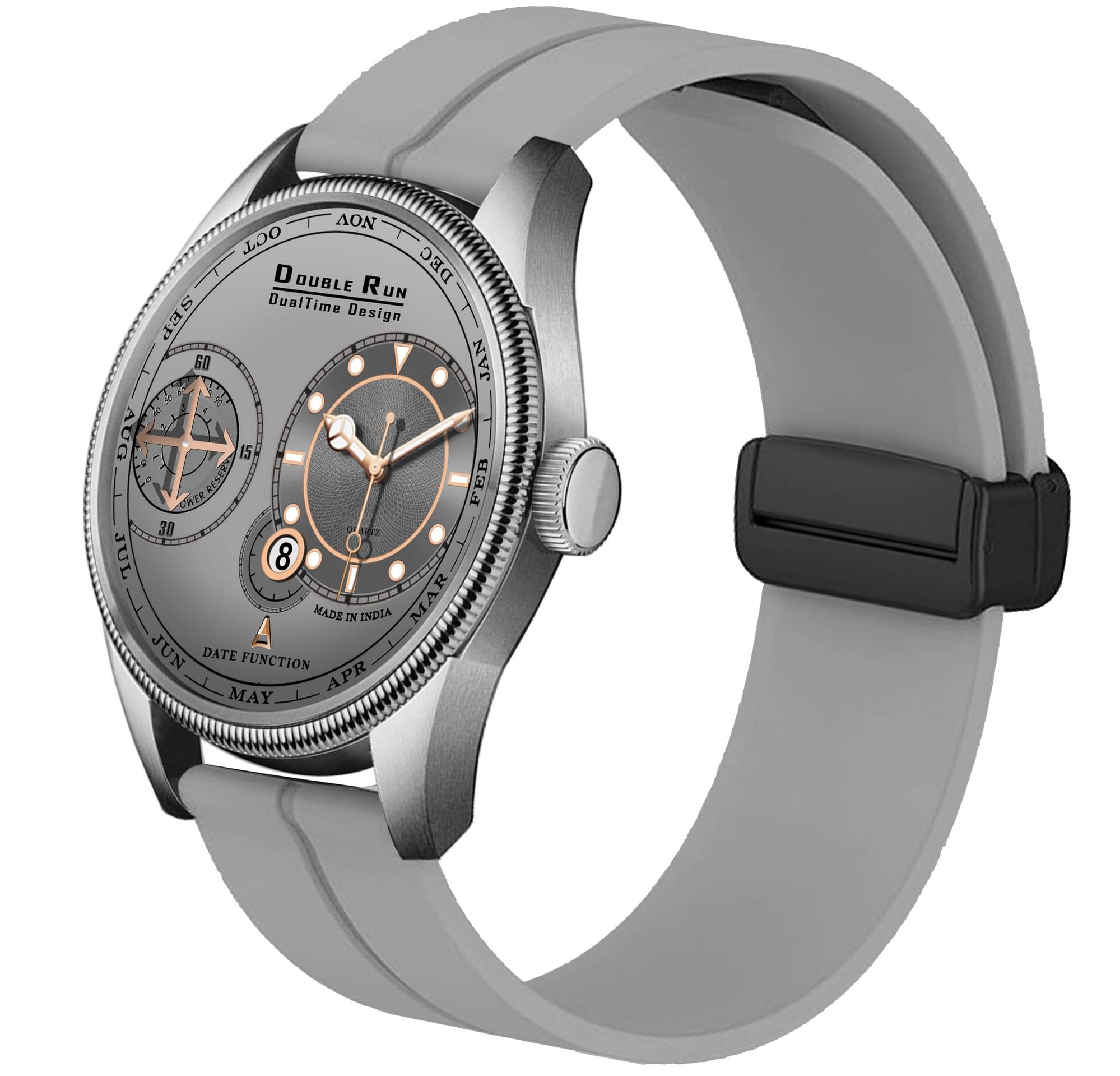     			DoubleRun Light Grey Silicon Chronograph Men's Watch