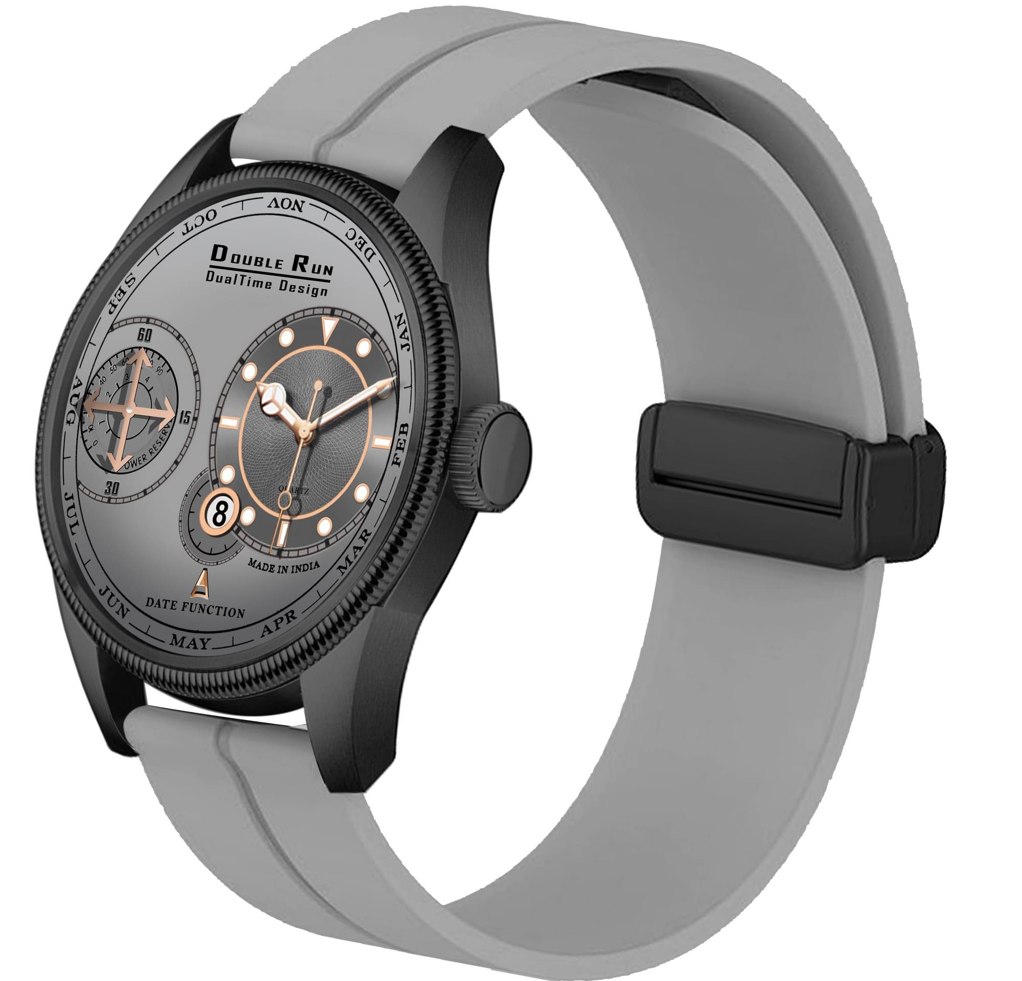     			DoubleRun Light Grey Silicon Chronograph Men's Watch