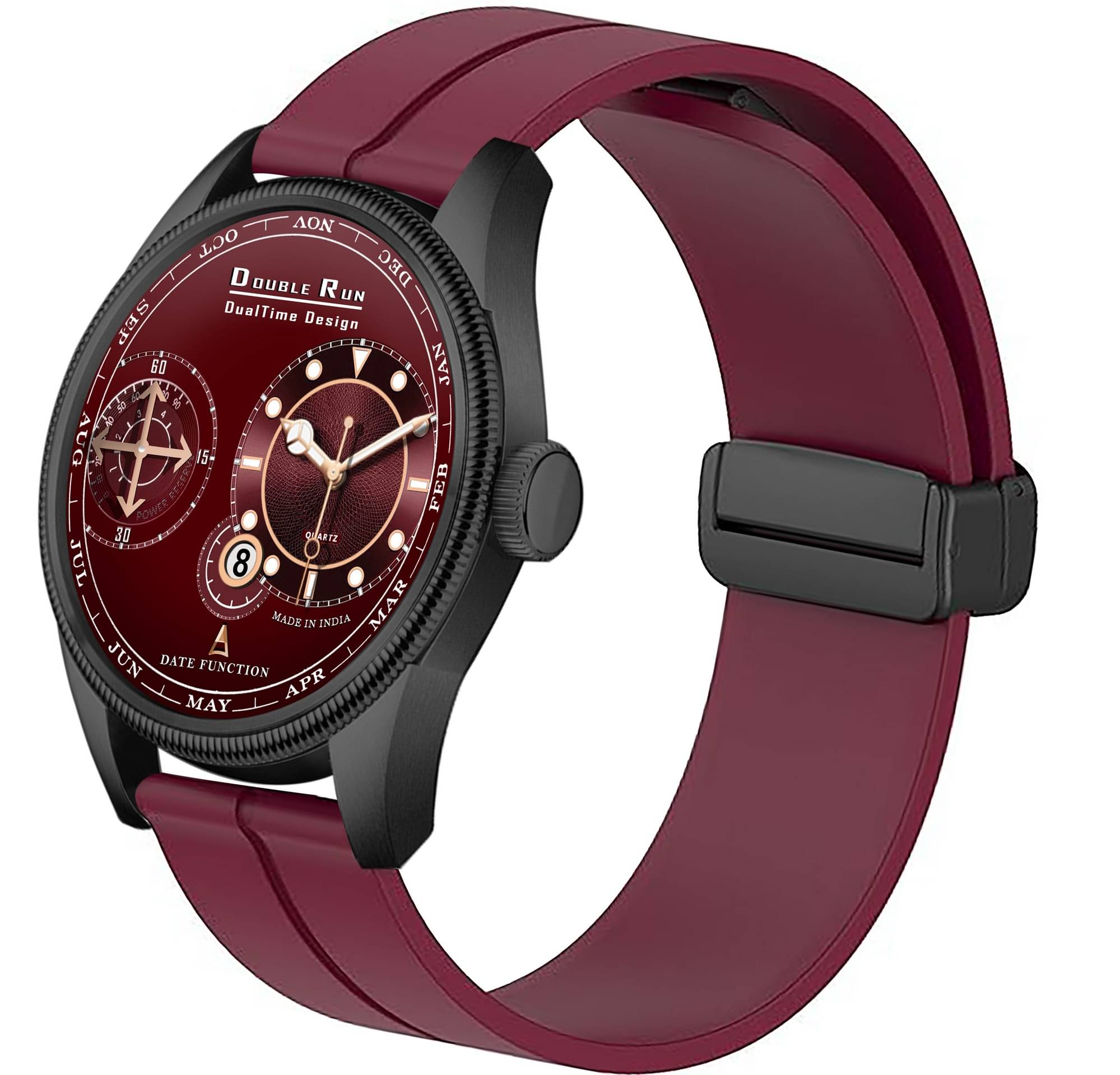     			DoubleRun Maroon Silicon Chronograph Men's Watch