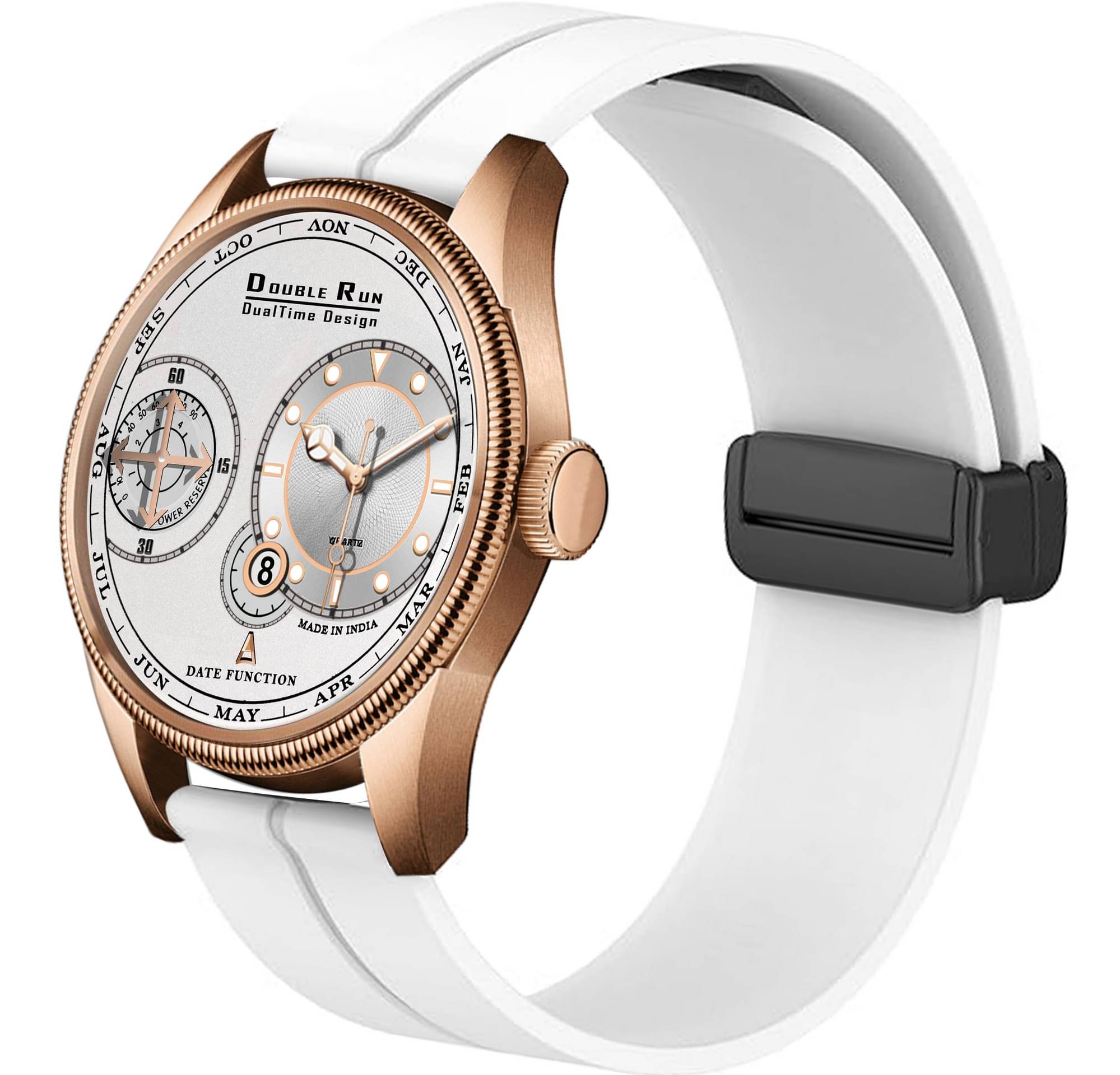     			DoubleRun Off White Silicon Chronograph Men's Watch
