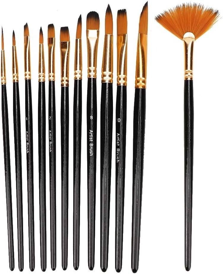 Eclet Craft Painting Brushes Set of 12 Professional Round Pointed Tip Nylon Hair Artist Acrylic Paint Brush for Acrylic/Watercolor/Oil Painting.21 Eclet Craft Painting Brushes Set of 12 Professional Round Pointed Tip Nylon Hair Artist Acrylic Paint Brush for Acrylic/Watercolor/Oil Painting.21
