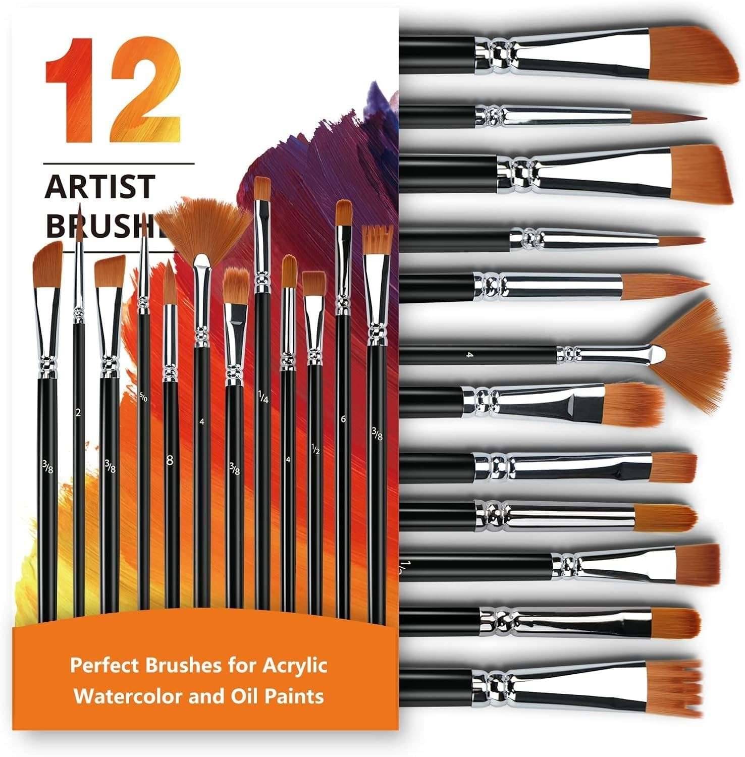 Eclet Craft Painting Brushes Set of 12 Professional Round Pointed Tip Nylon Hair Artist Acrylic Paint Brush for Acrylic/Watercolor/Oil Painting.28 Eclet Craft Painting Brushes Set of 12 Professional Round Pointed Tip Nylon Hair Artist Acrylic Paint Brush for Acrylic/Watercolor/Oil Painting.28