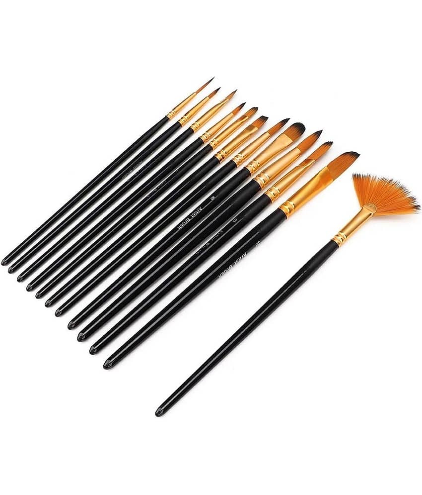 FREEDY Craft Painting Brushes Set of 12 Professional Round Pointed Tip Nylon Hair Artist Acrylic Paint Brush for Acrylic/Watercolor/Oil Painting - Stationery | Buy online on ZillyBuy