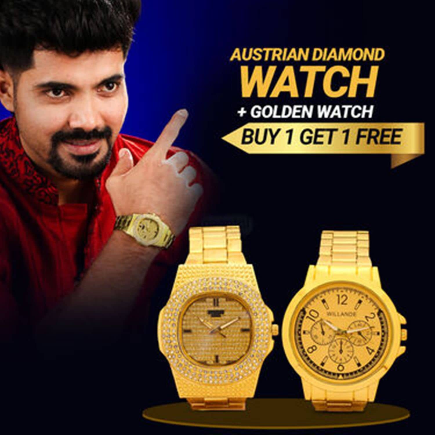 Fadiso Fashion Gold Stainless Steel Analog Men's Watch