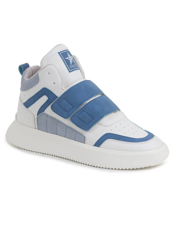     			Fausto Colorblocked High Top Velcro Classic Sneakers Blue Men's Sneakers