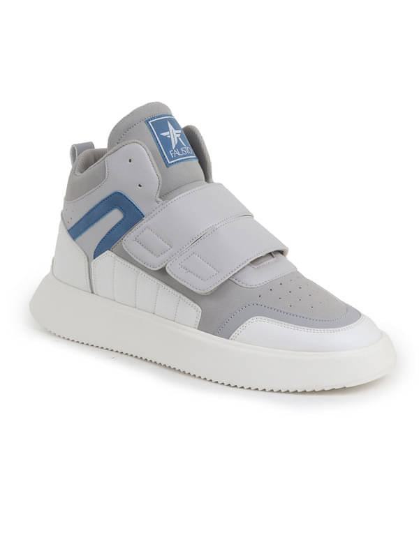     			Fausto Colorblocked High Top Velcro Classic Sneakers Grey Men's Sneakers