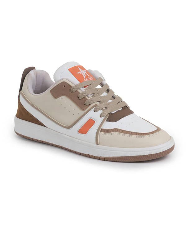     			Fausto Colorblocked Lace-Up Low Top Sneakers Beige Men's Sneakers