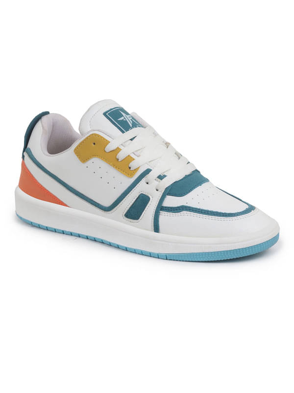     			Fausto Colorblocked Lace-Up Low Top Sneakers White Men's Sneakers