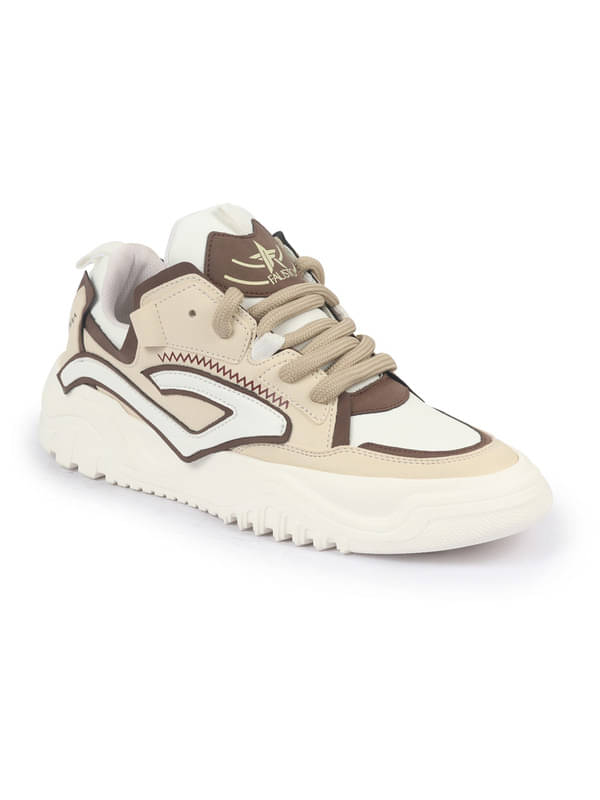     			Fausto Colorblocked Mid Top Chunky Lace Up Sneaker Shoes White Men's Sneakers