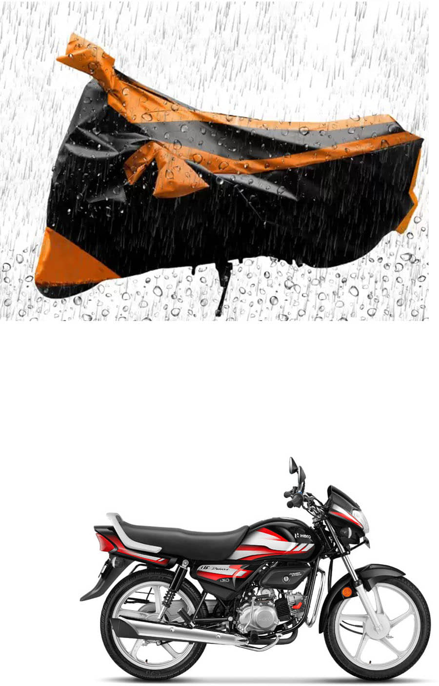 JVG Bike Body Cover for Hero HF Deluxe ( Pack of 1 ) , Orange