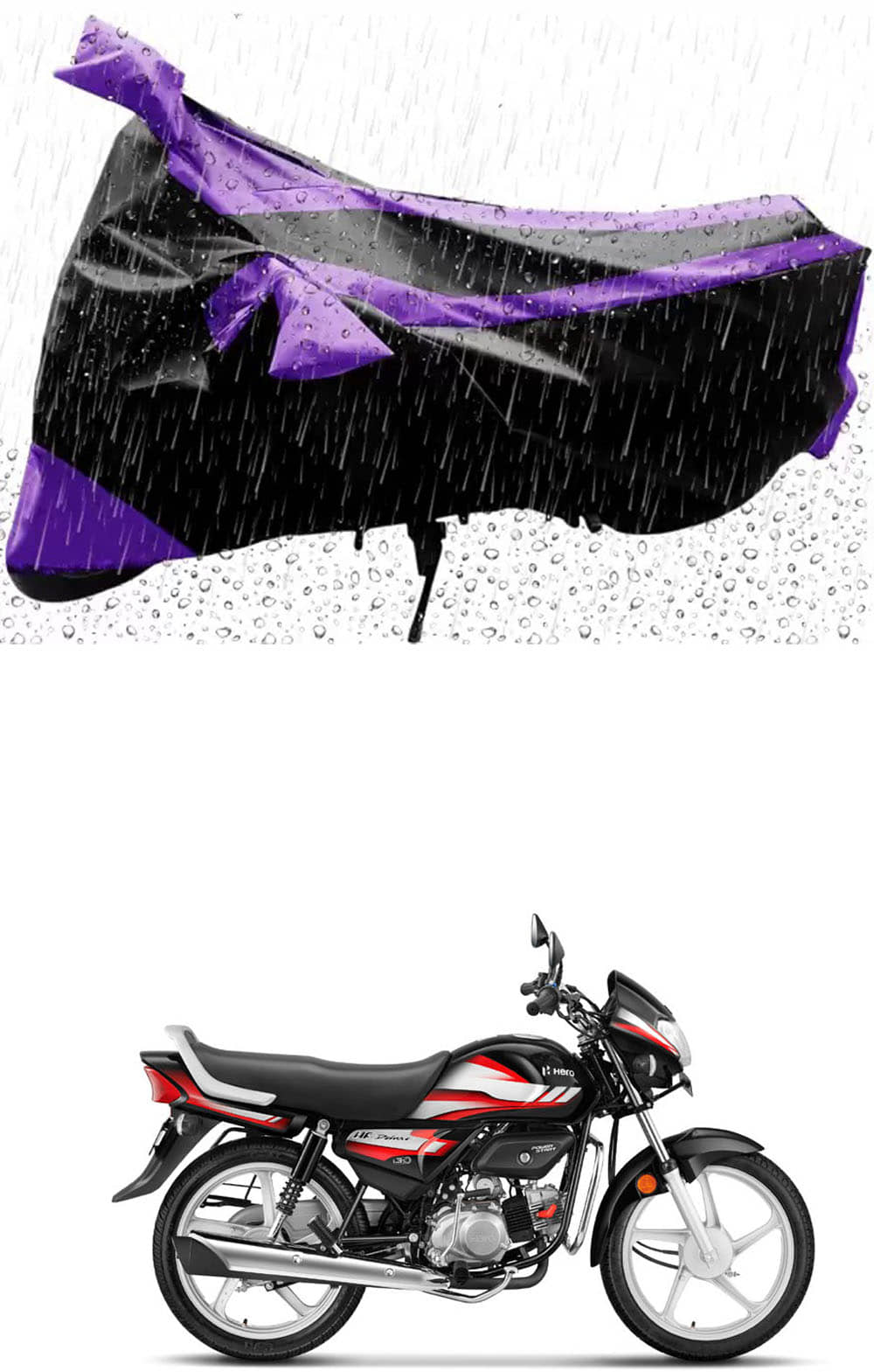 JVG Bike Body Cover for Hero HF Deluxe ( Pack of 1 ) , Purple