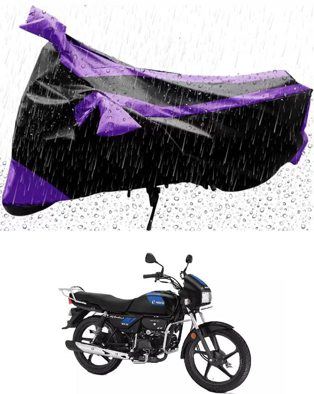     			JVG Bike Body Cover for Hero Splendor Plus ( Pack of 1 ) , Purple