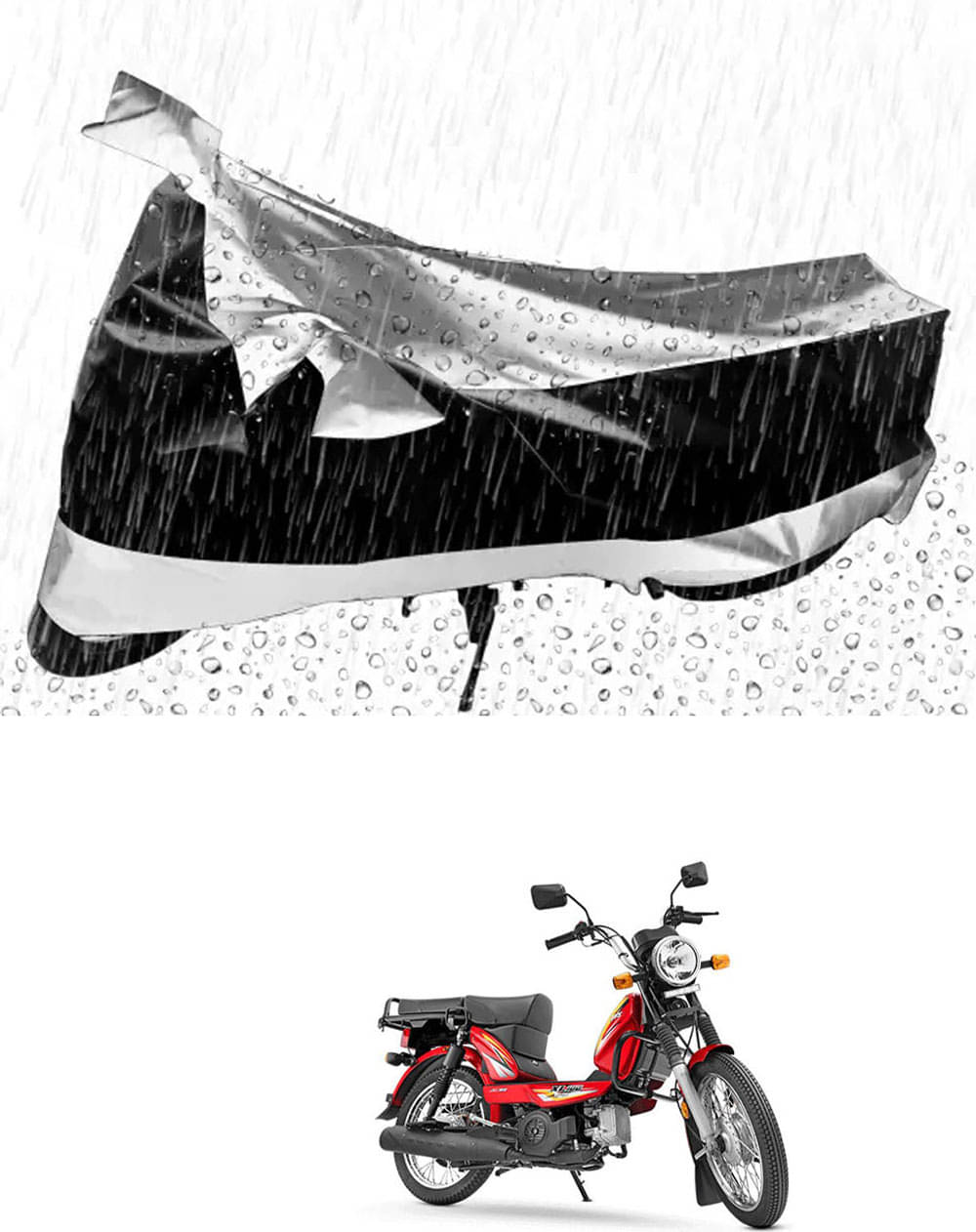 JVG Bike Body Cover for TVS XL 100 Comfort ( Pack of 1 ) , Silver JVG Bike Body Cover for TVS XL 100 Comfort ( Pack of 1 ) , Silver