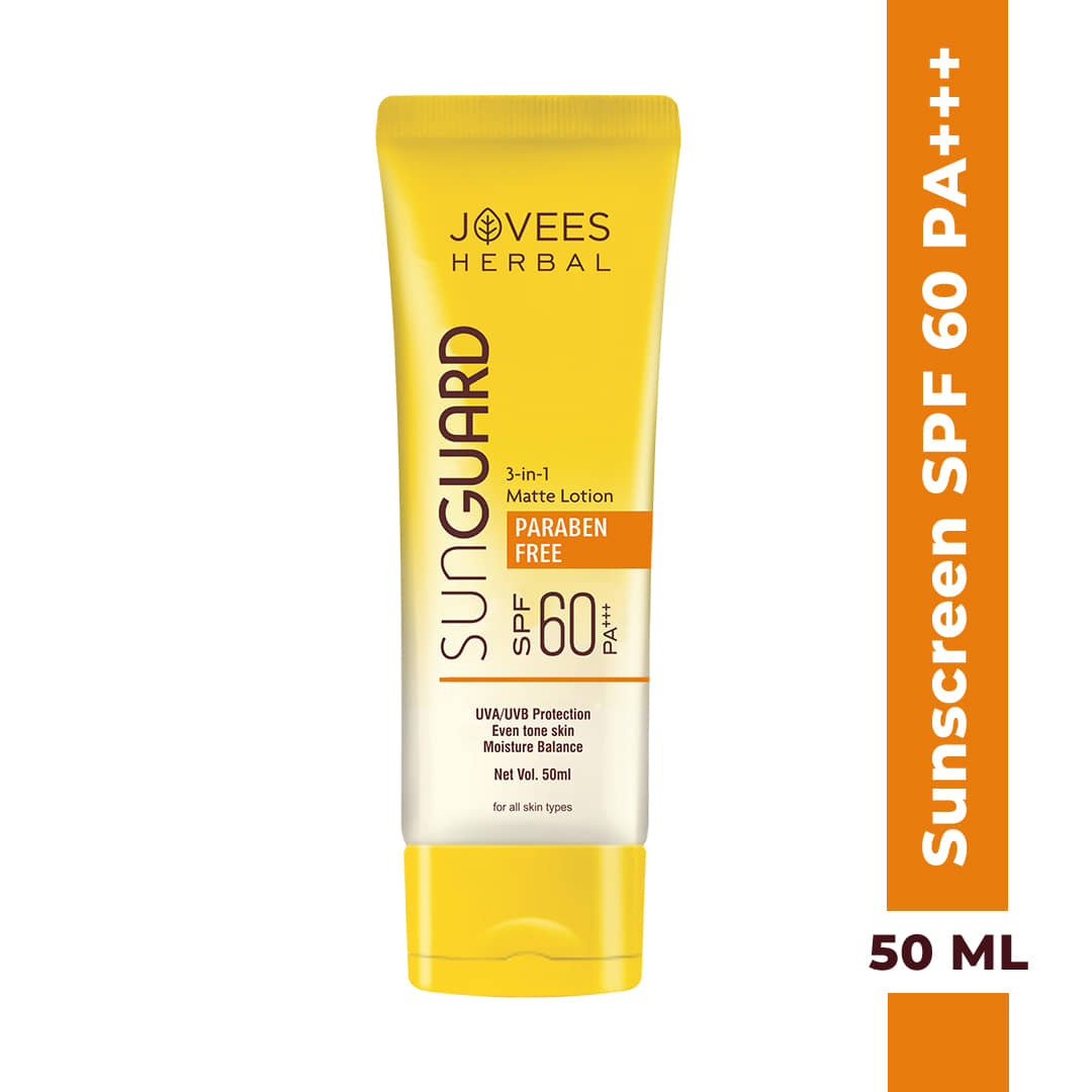 Jovees Herbal Sun Guard Lotion SPF 60 PA+++ 3 in 1, Even Tone Skin For All Skin 50ml (Pack of 1)