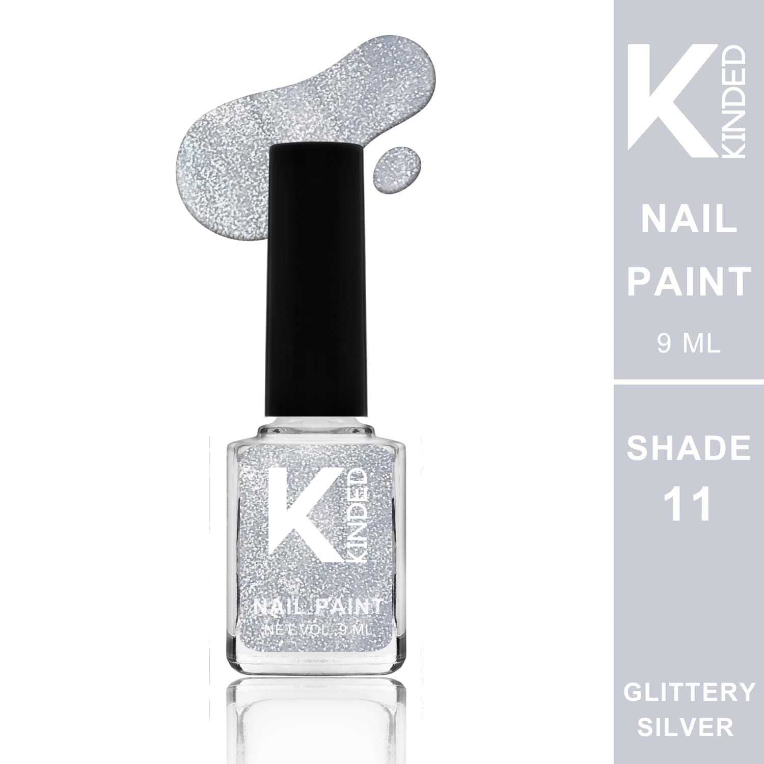 KINDED Silver Glitter Nail Polish 9 ( Pack of 1 )