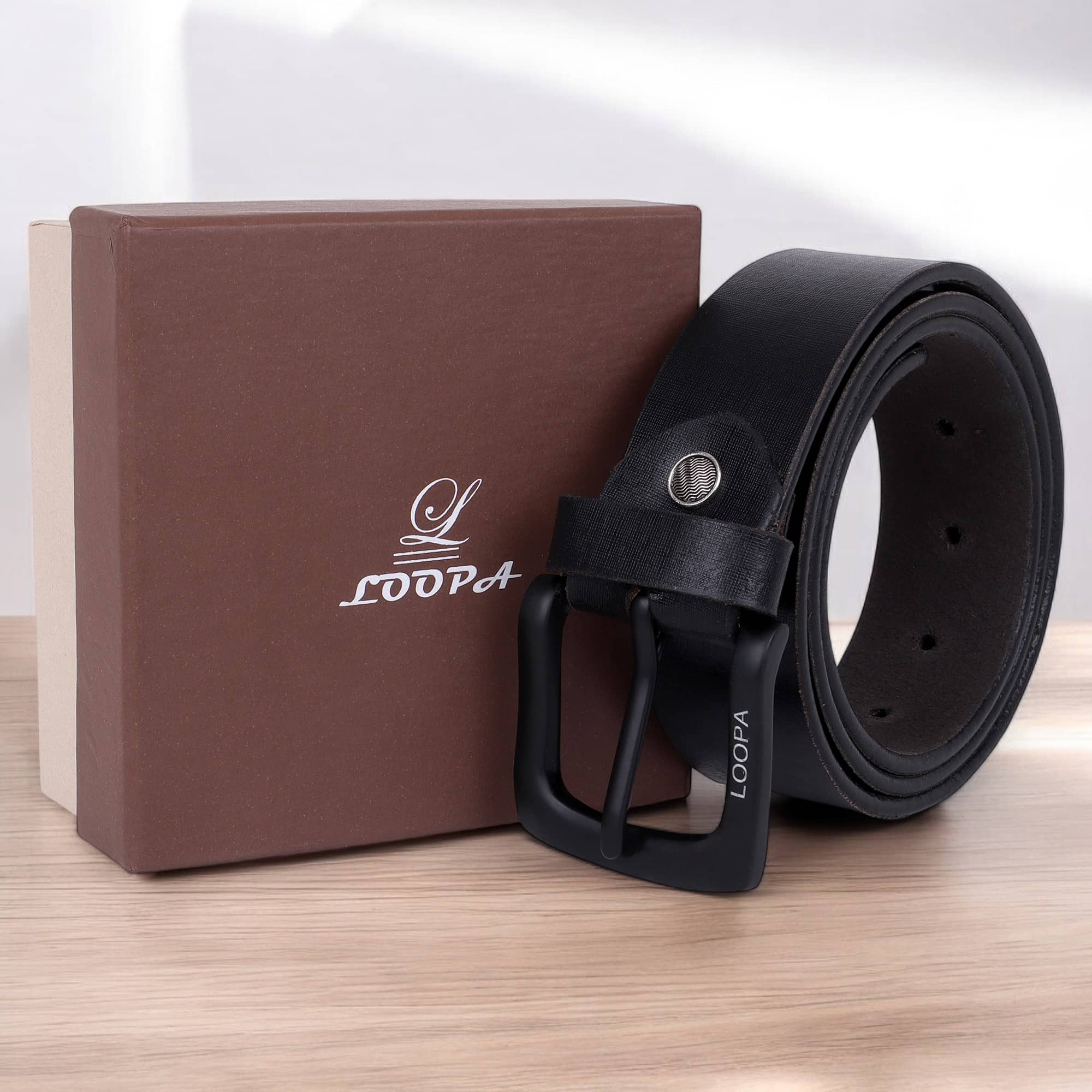 Loopa - Black 100% Leather Men's Formal Belt ( Pack of 1 )