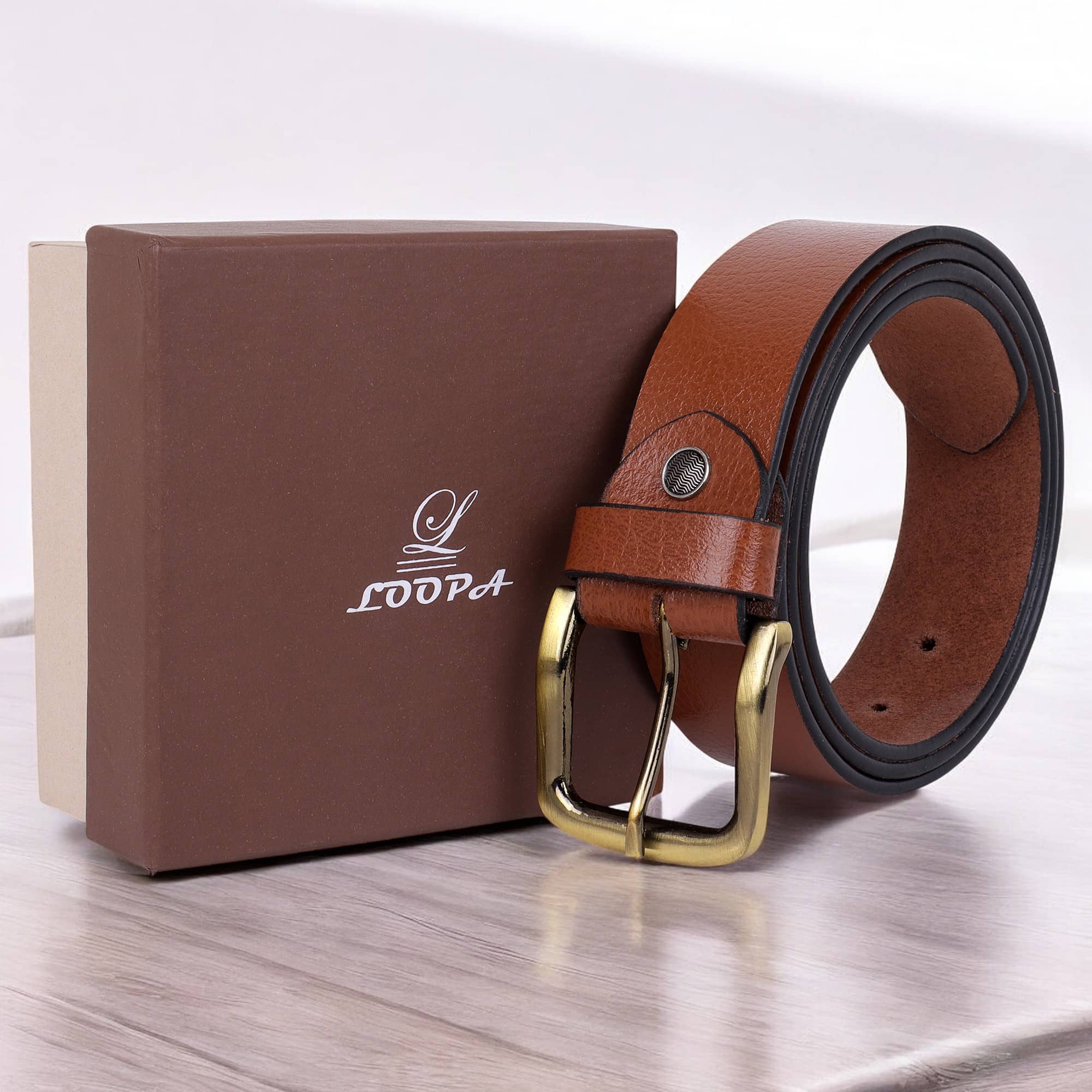 Loopa - Tan 100% Leather Men's Formal Belt ( Pack of 1 )